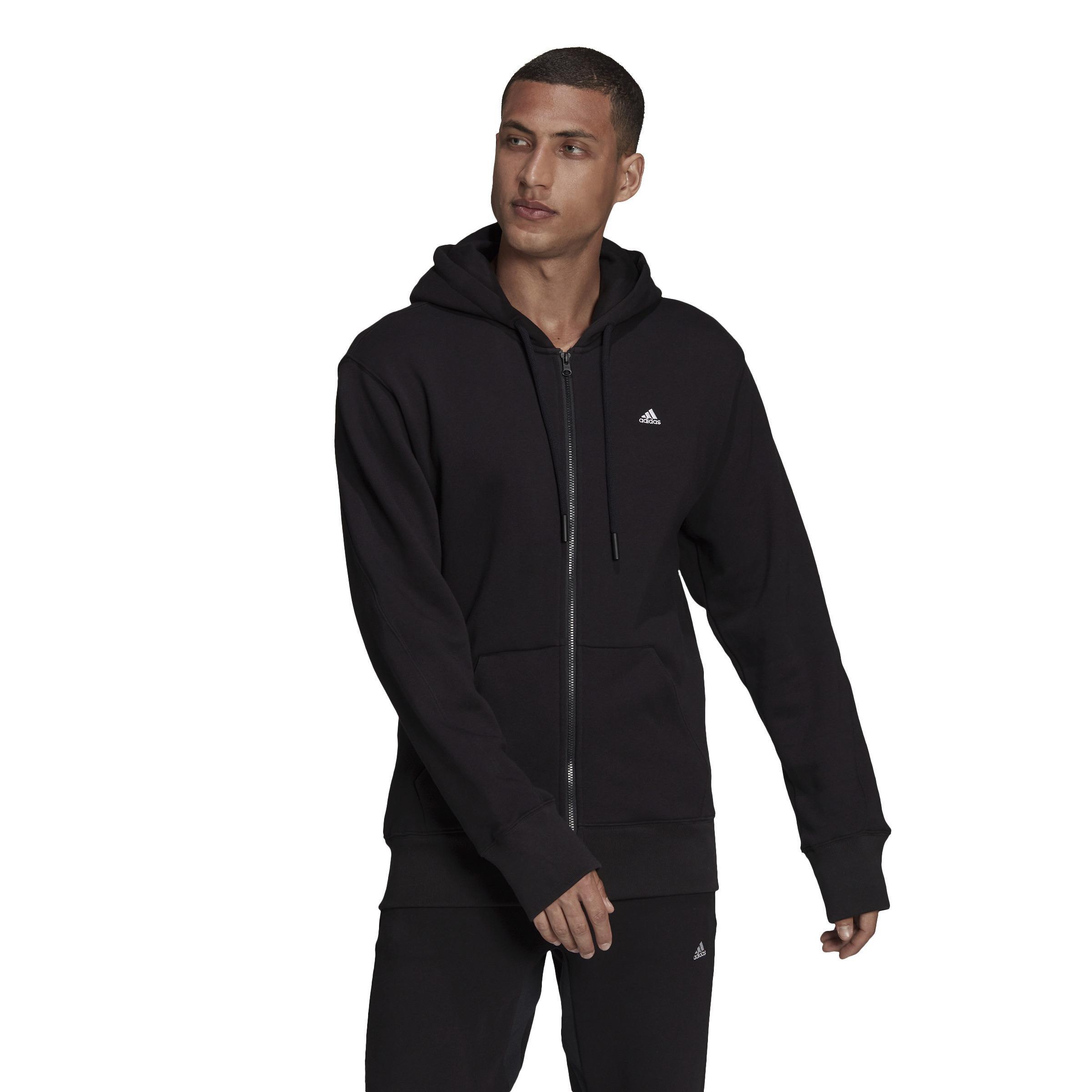 Mens black adidas zip best sale up hoodie