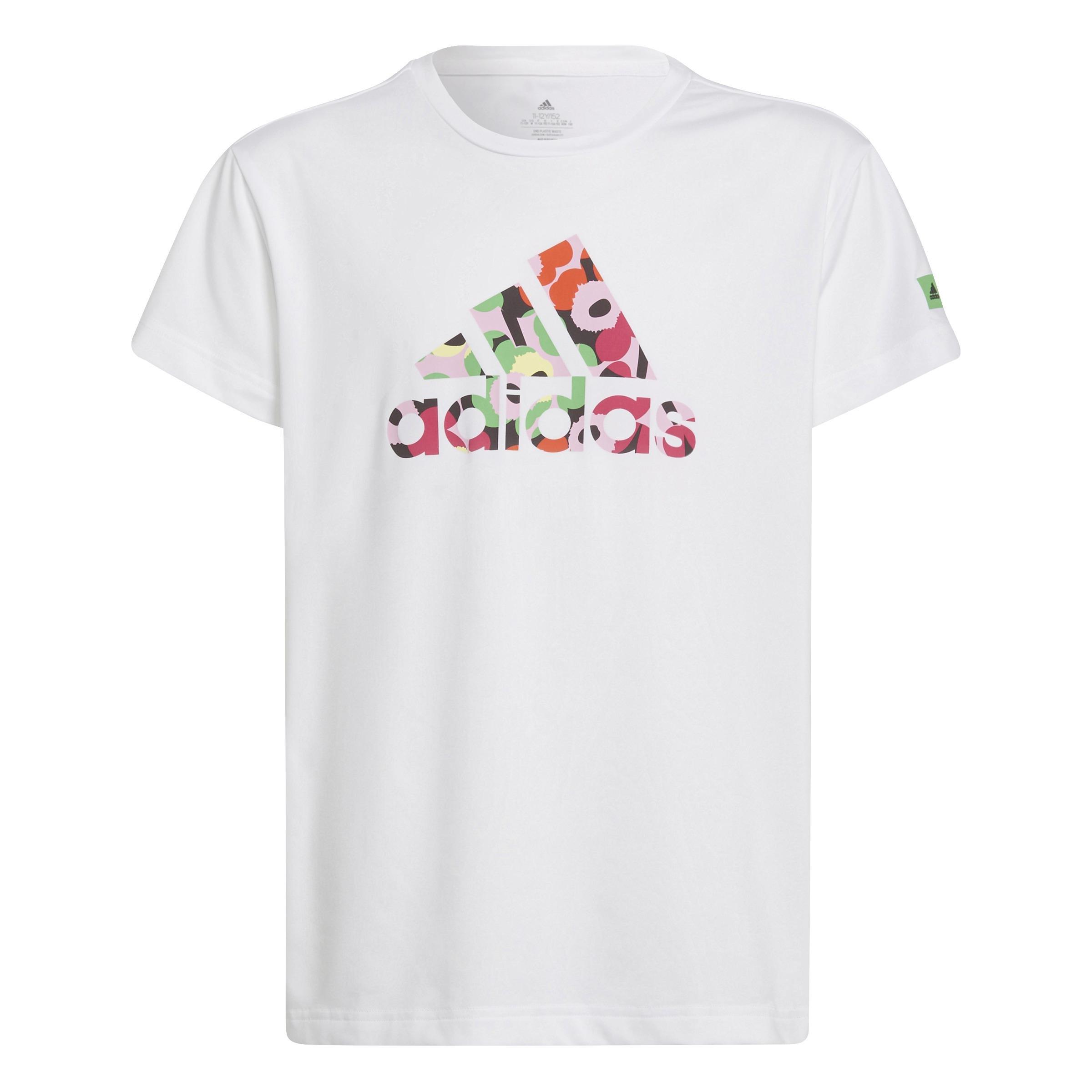 Kids Marimekko Aeroready Training Floral-Print T-Shirt, White, A901_ONE, large image number 2