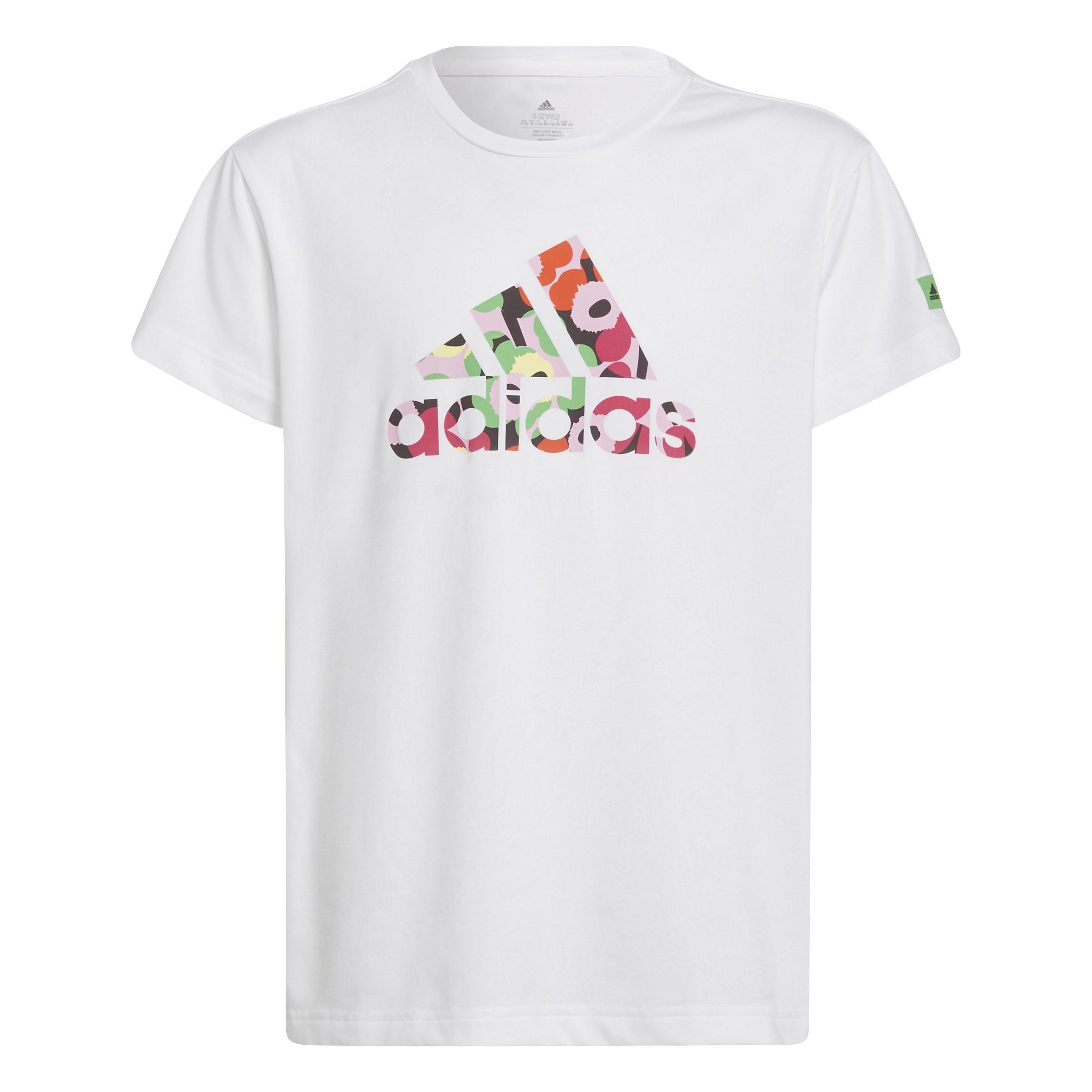 Kids Marimekko Aeroready Training Floral-Print T-Shirt, White, A901_ONE, large image number 3