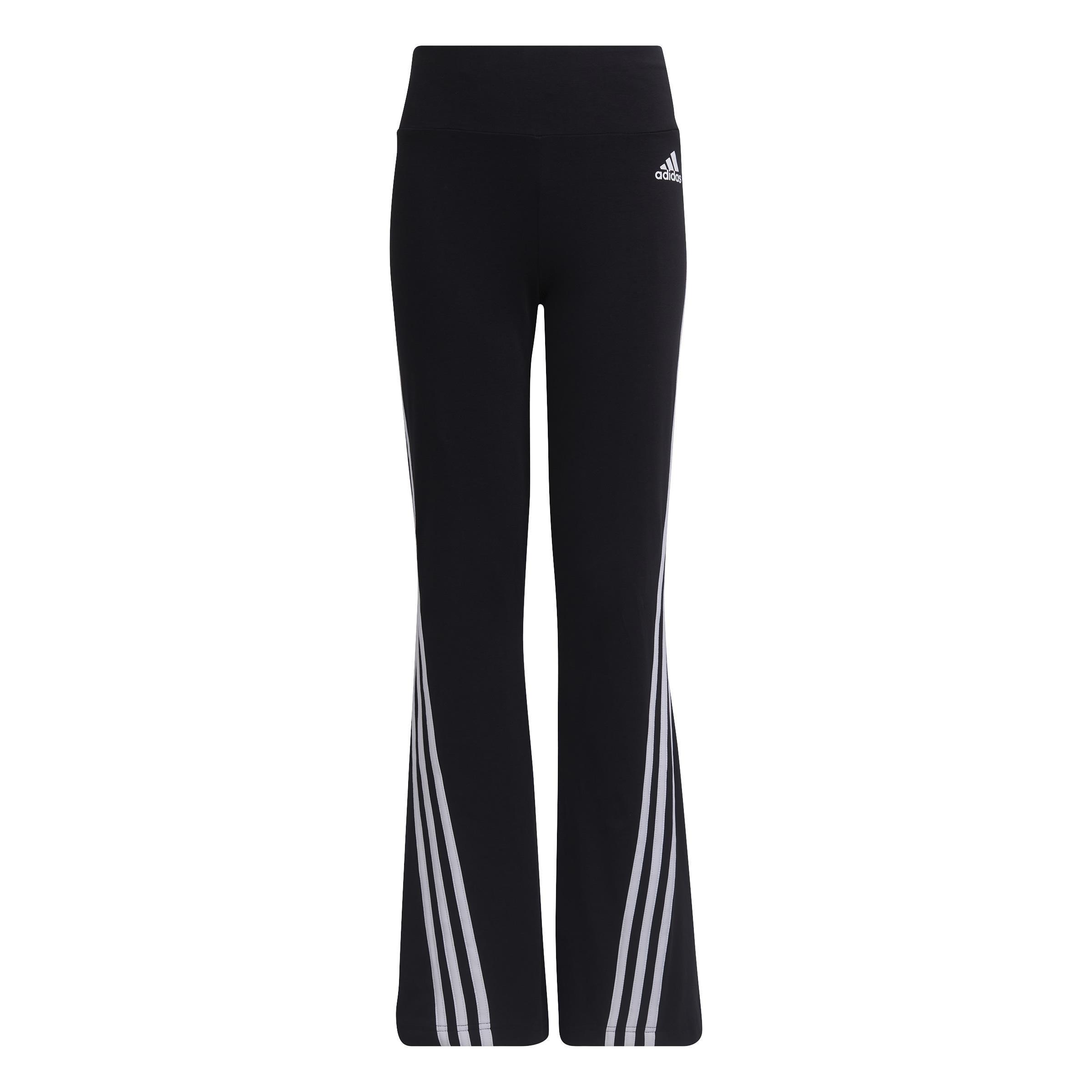 Kids Future Icons 3-Stripes Flared Cotton Leggings, Black, , large image number 1