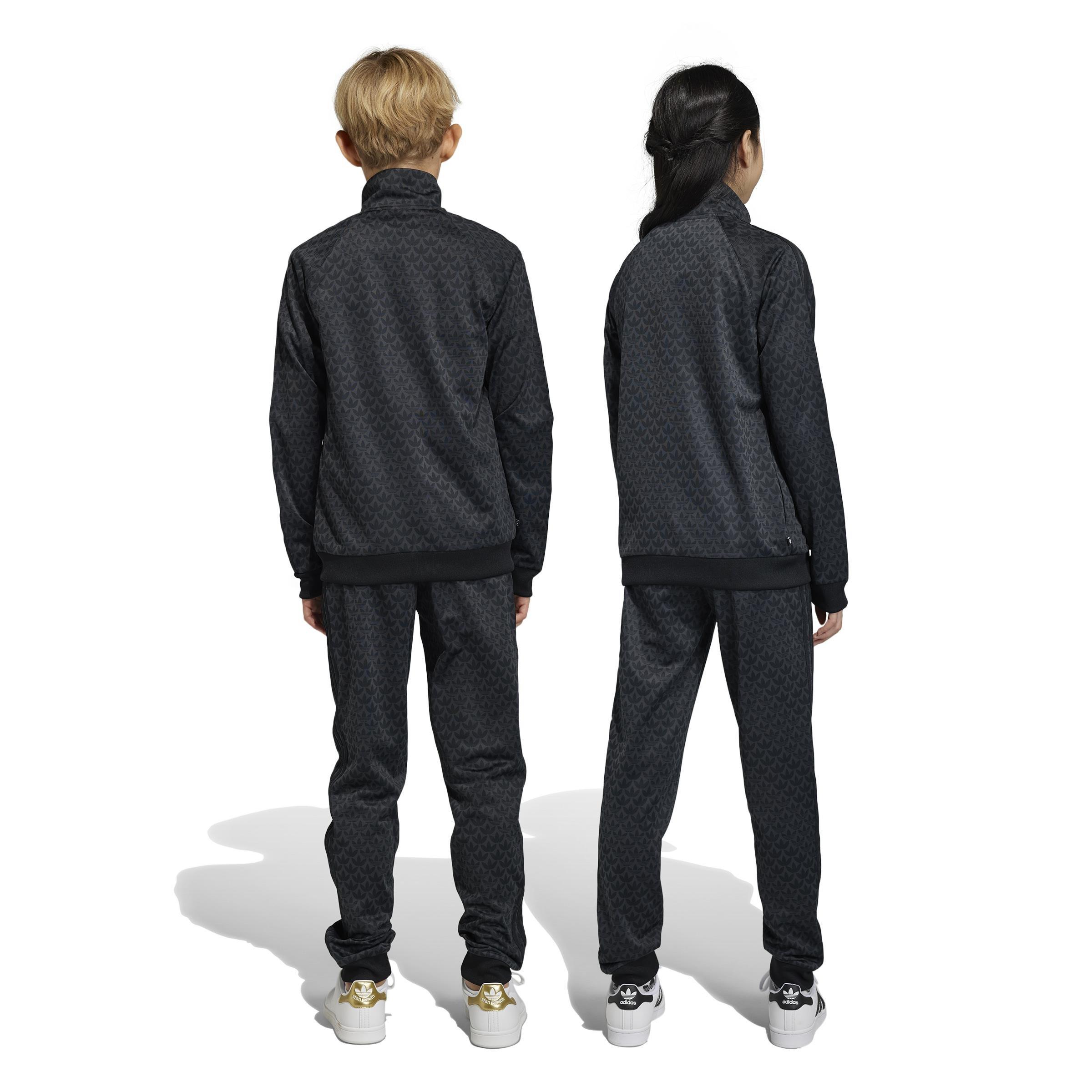 Unisex Kids Monogram Print Tracksuit Bottoms, Grey, , large image number 3