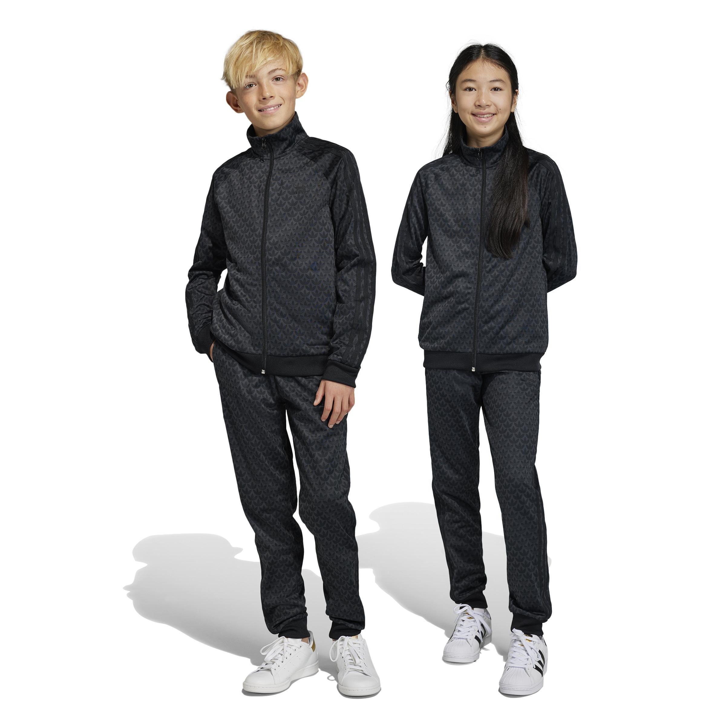 Unisex Kids Monogram Print Tracksuit Bottoms, Grey, , large image number 14