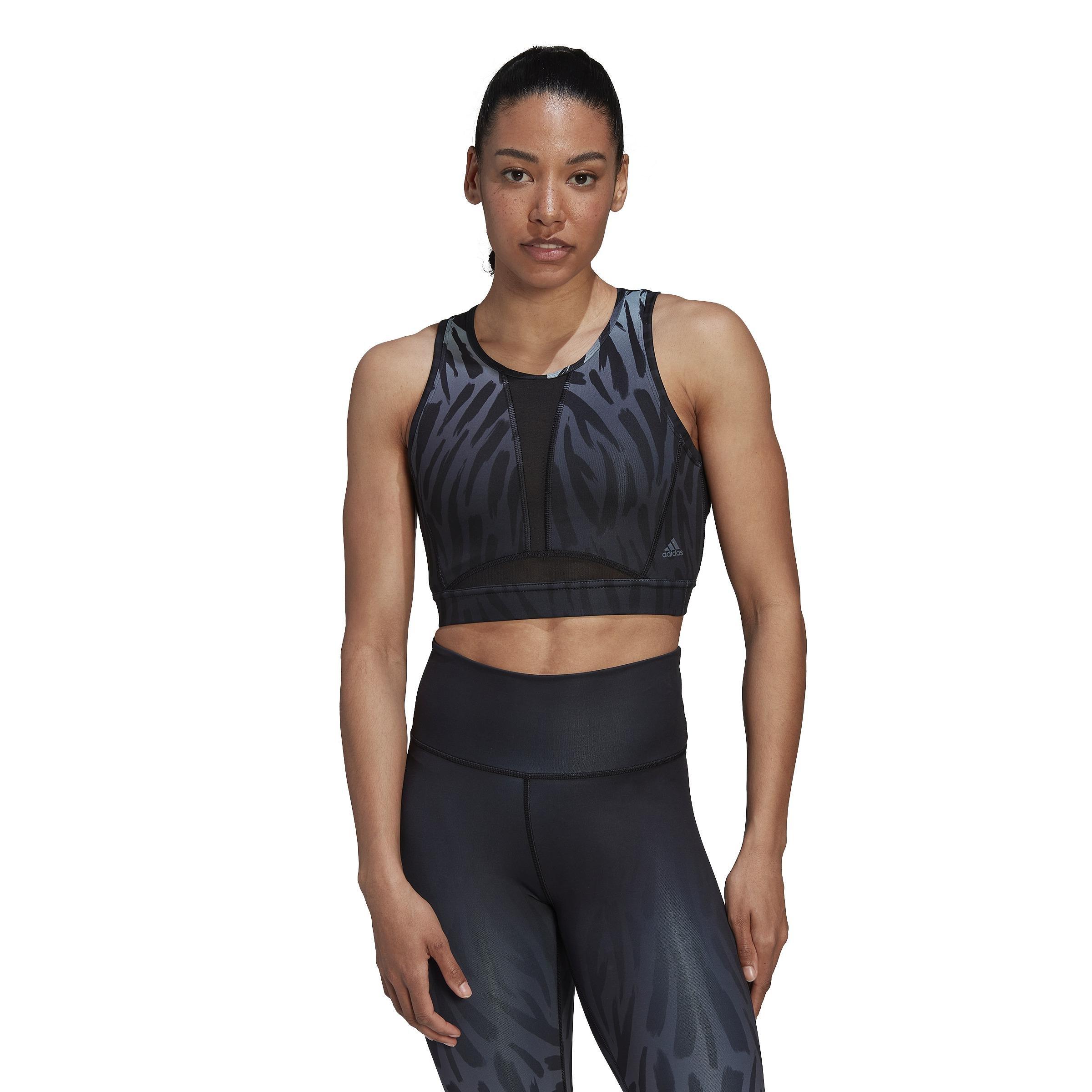 Training Light-Support Long-Line Tiger-Print Bra, Grey, , large image number 1