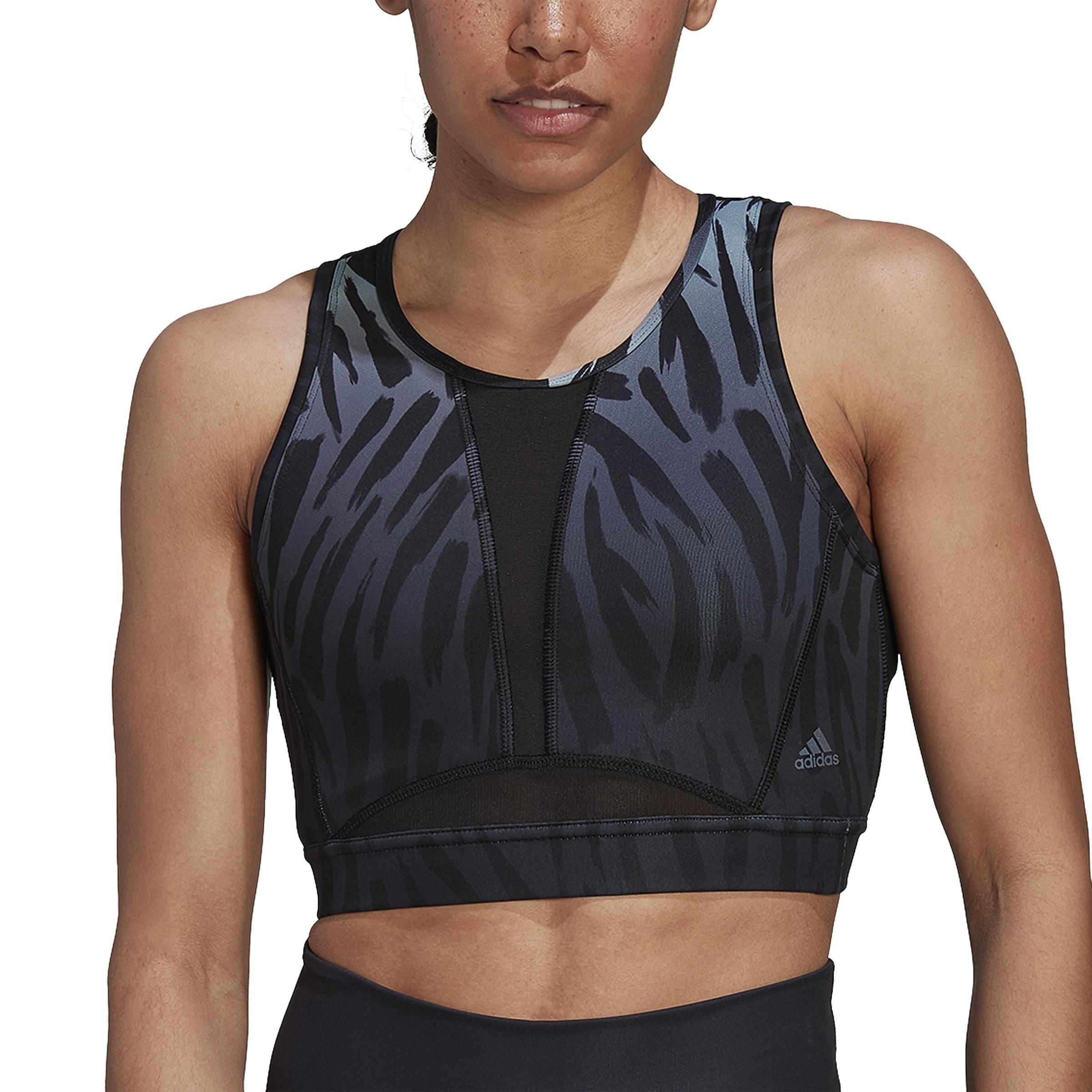 Training Light-Support Long-Line Tiger-Print Bra, Grey, , large image number 3