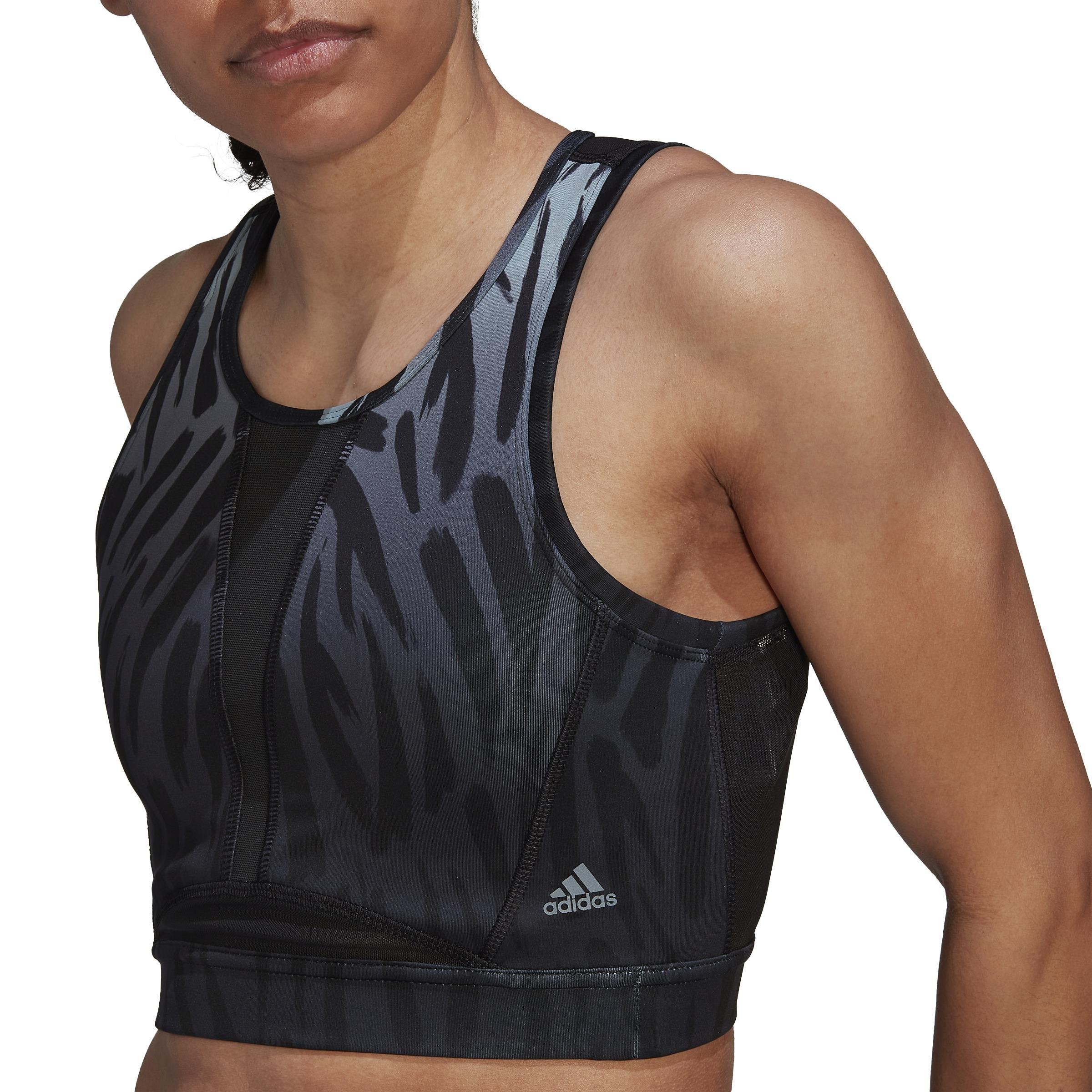Training Light-Support Long-Line Tiger-Print Bra, Grey, , large image number 7