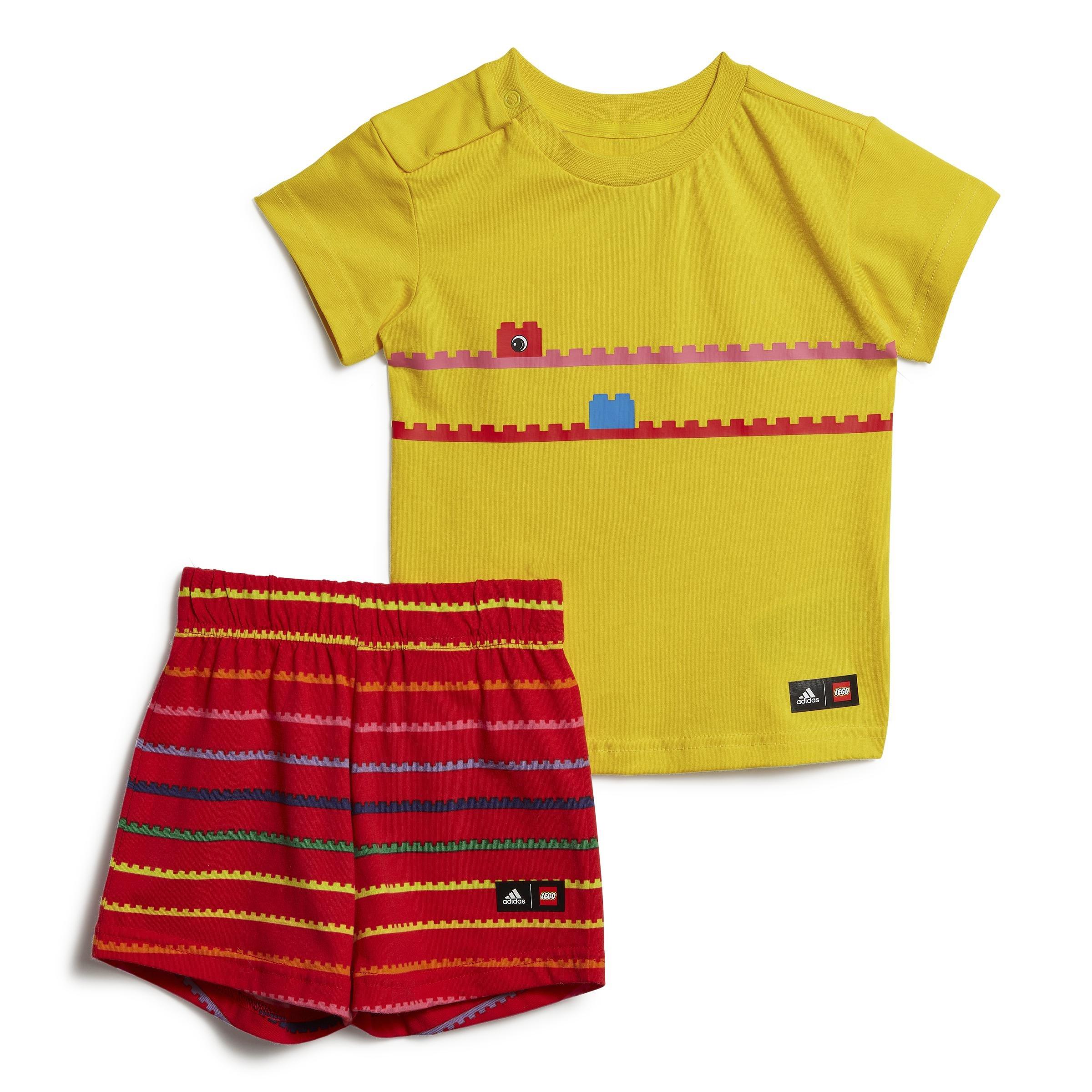 Unisex Kids Classic Lego T-Shirt And Shorts Set, Yellow, A901_ONE, large image number 0