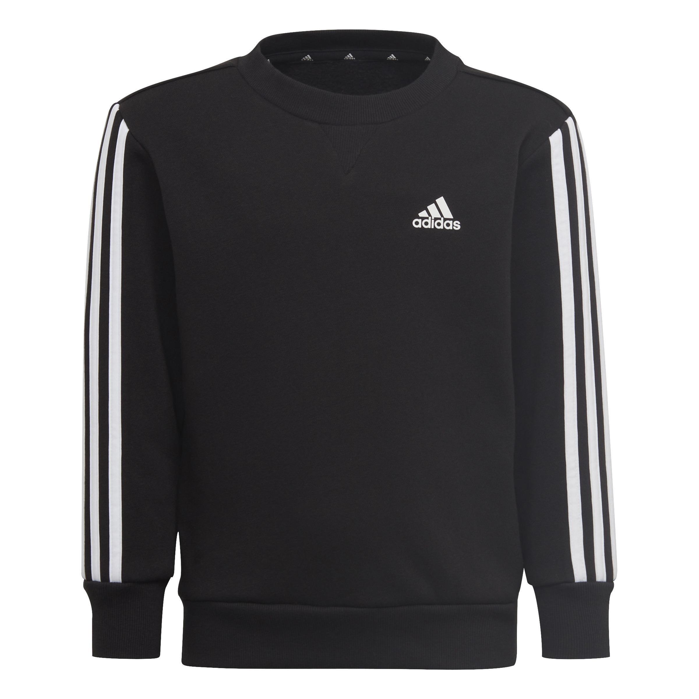 Unisex Kids Essentials 3-Stripes Crewneck Sweatshirt, Black, A901_ONE, large image number 1