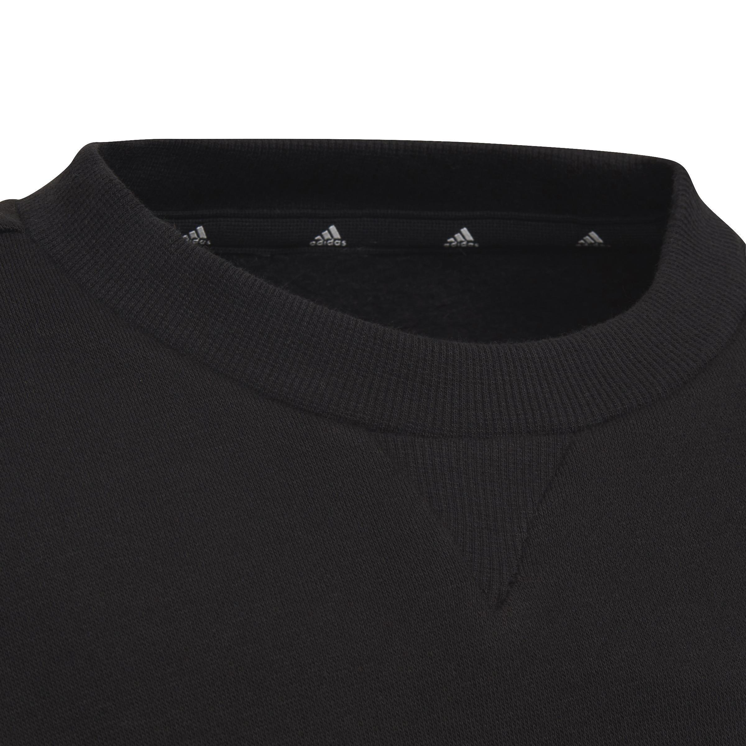 Unisex Kids Essentials 3-Stripes Crewneck Sweatshirt, Black, A901_ONE, large image number 4