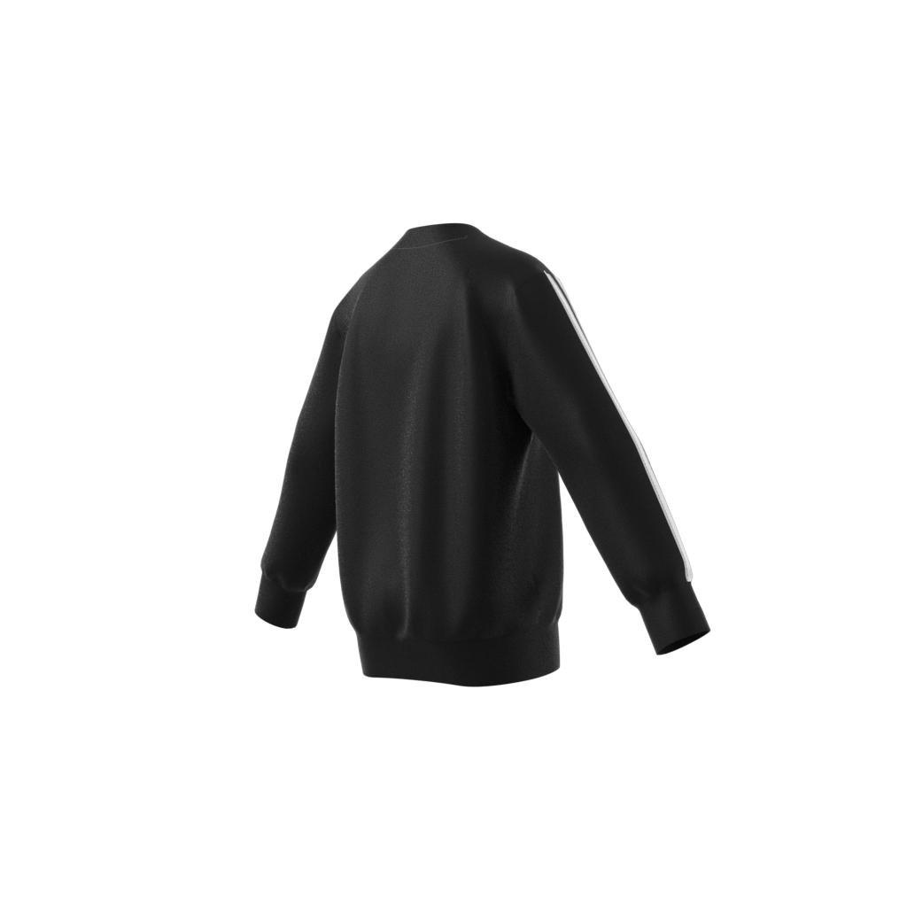 Unisex Kids Essentials 3-Stripes Crewneck Sweatshirt, Black, A901_ONE, large image number 6
