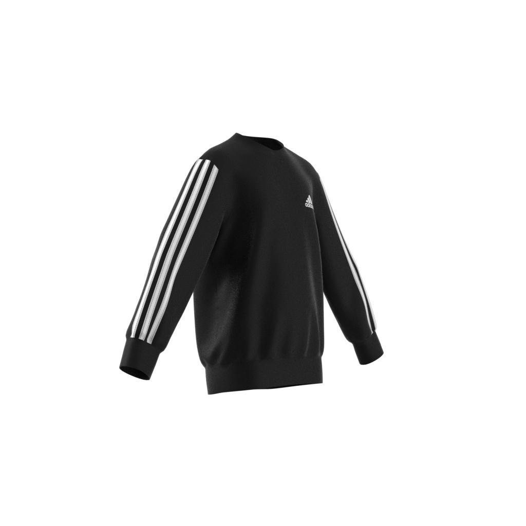 Unisex Kids Essentials 3-Stripes Crewneck Sweatshirt, Black, A901_ONE, large image number 8
