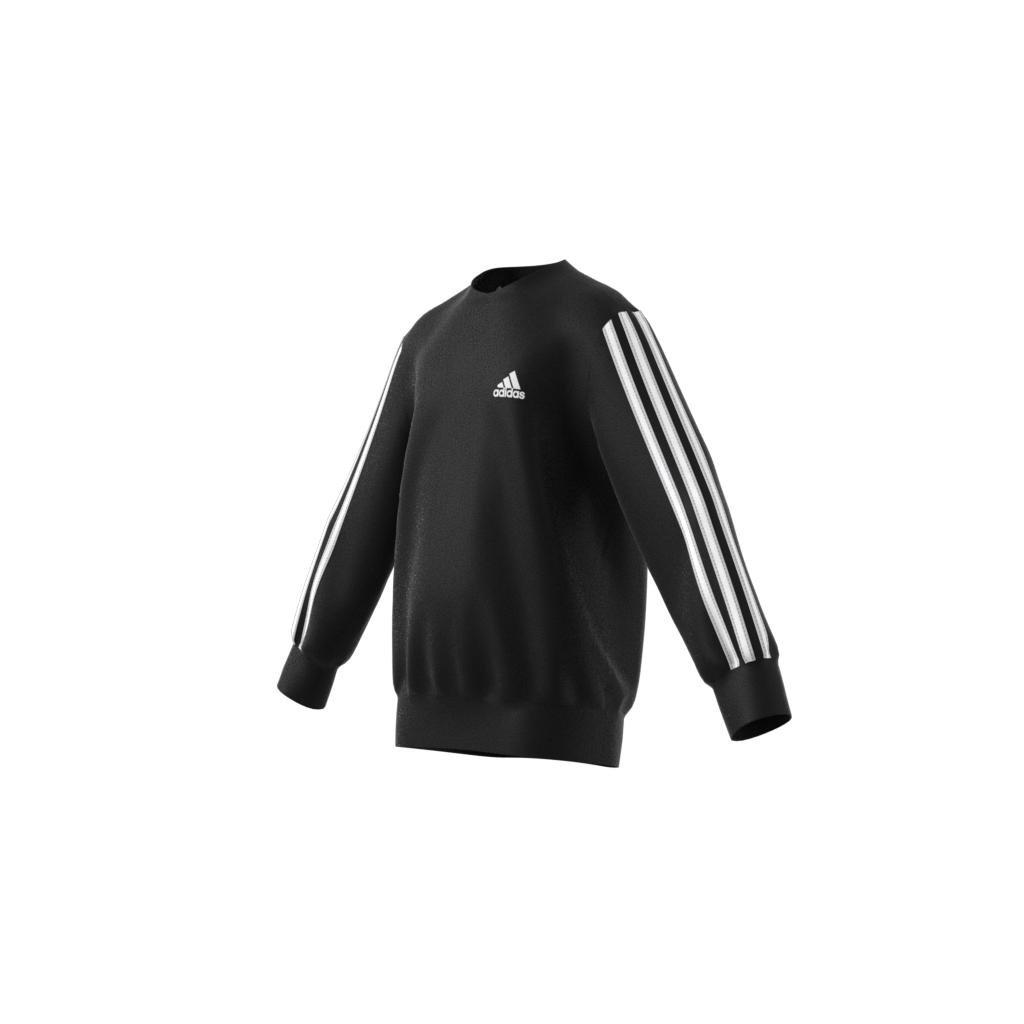 Unisex Kids Essentials 3-Stripes Crewneck Sweatshirt, Black, A901_ONE, large image number 9