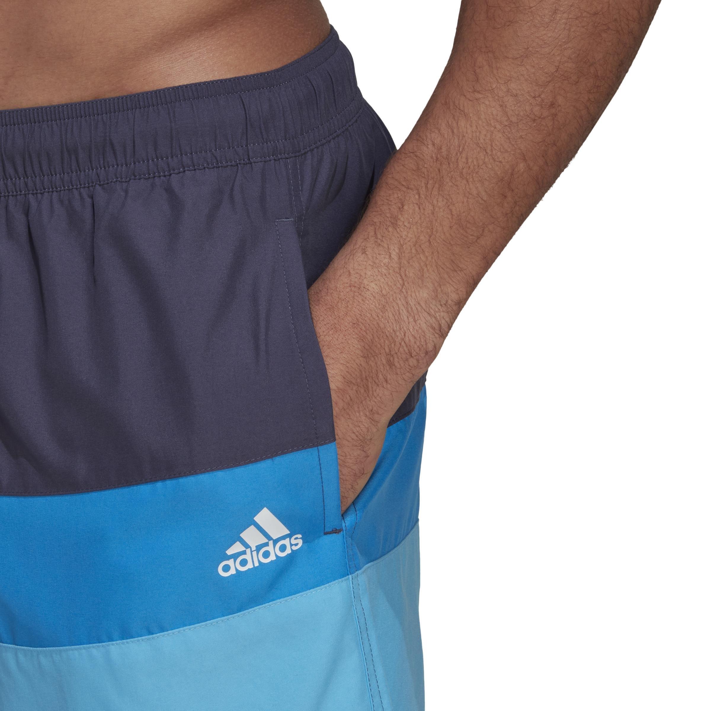 Short-Length Colorblock Swim Shorts, Blue, , large image number 3
