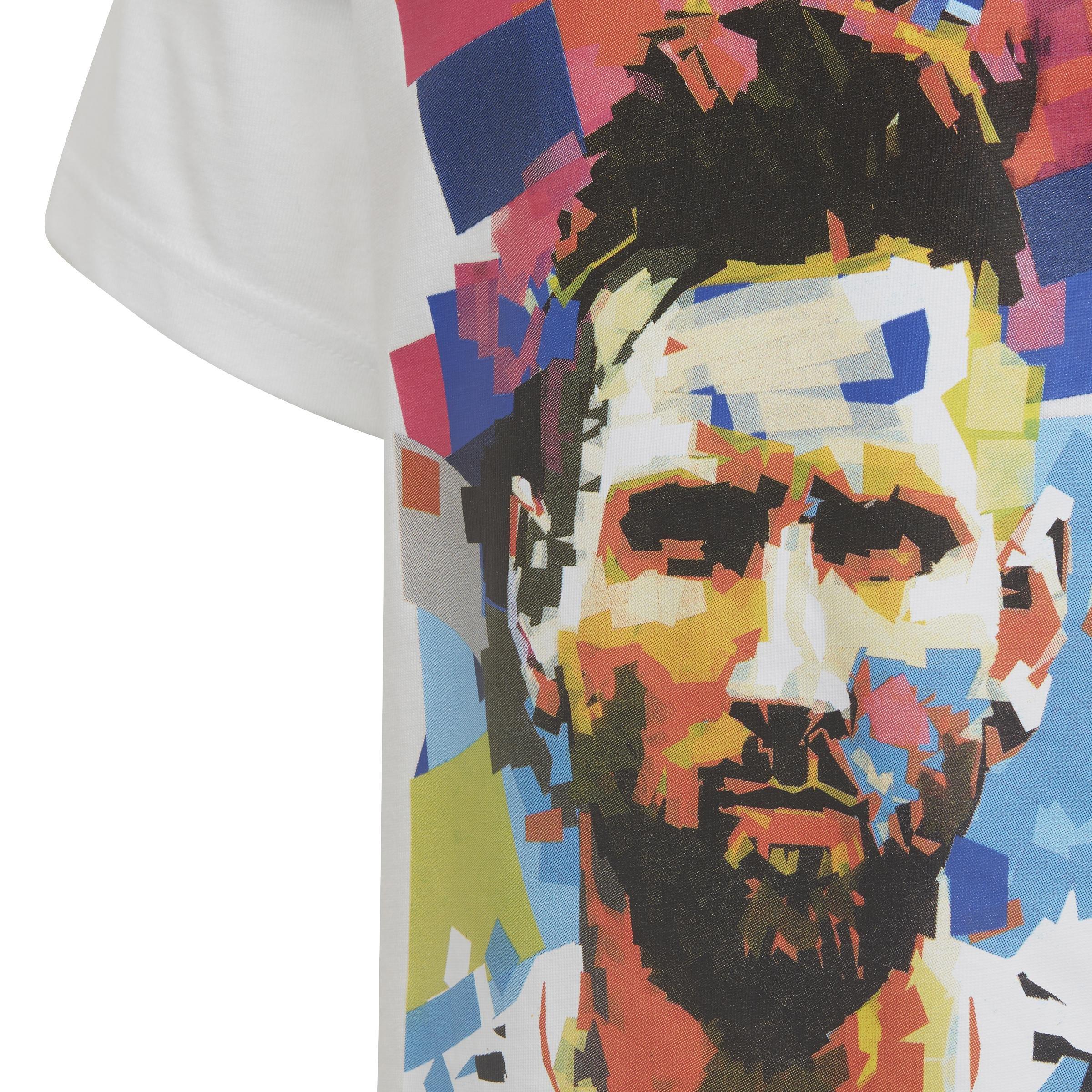 Kids Messi Football Graphic T-Shirt, White, , large image number 5