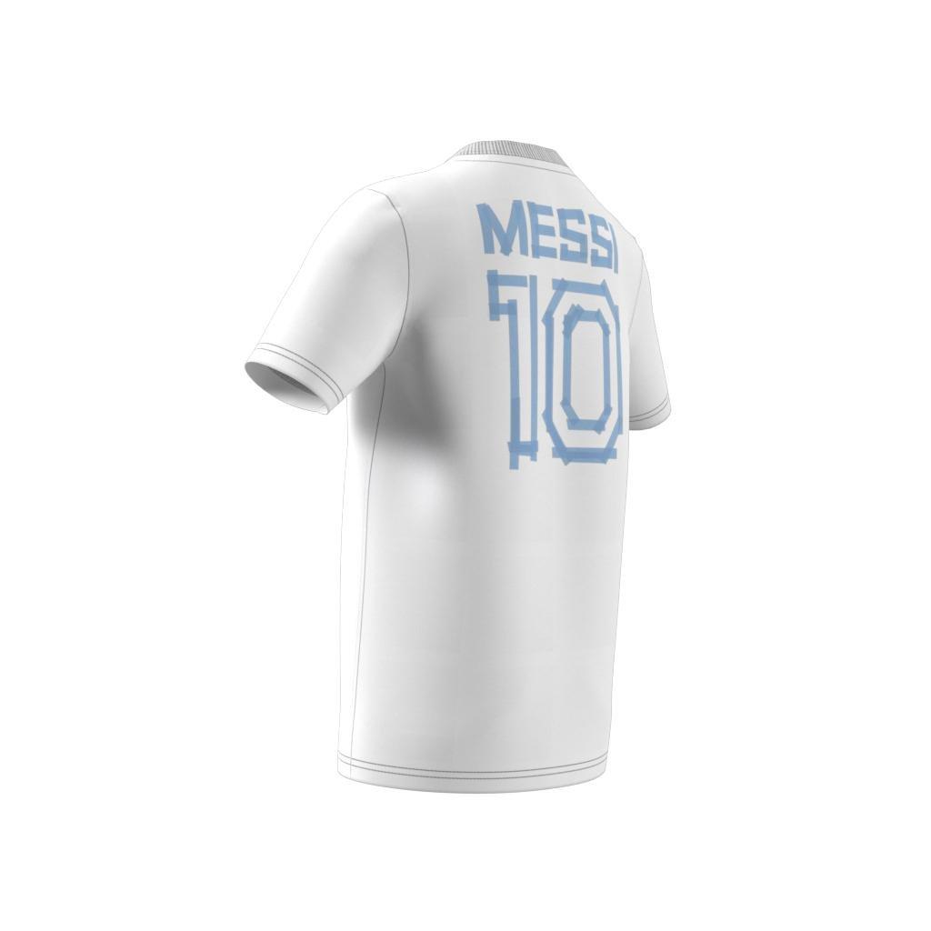 Kids Messi Football Graphic T-Shirt, White, , large image number 7