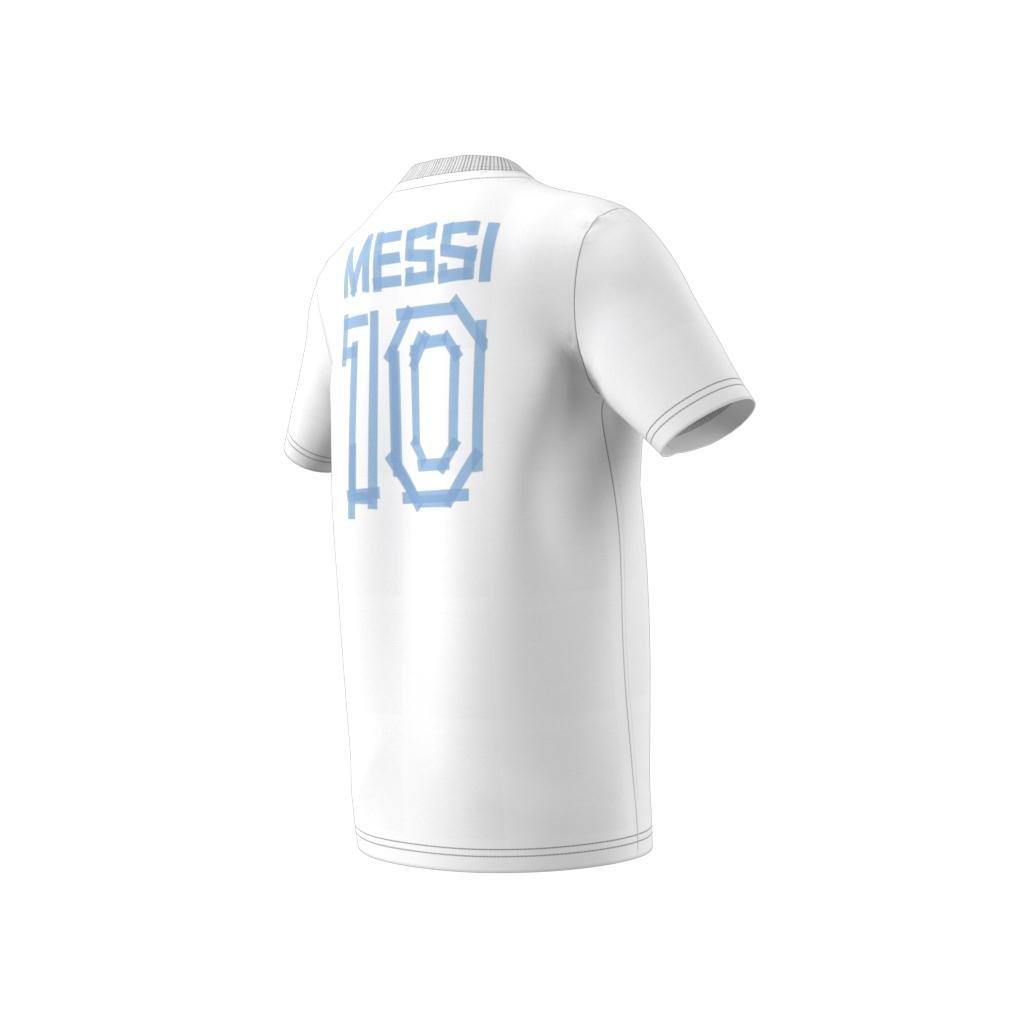 Kids Messi Football Graphic T-Shirt, White, , large image number 8