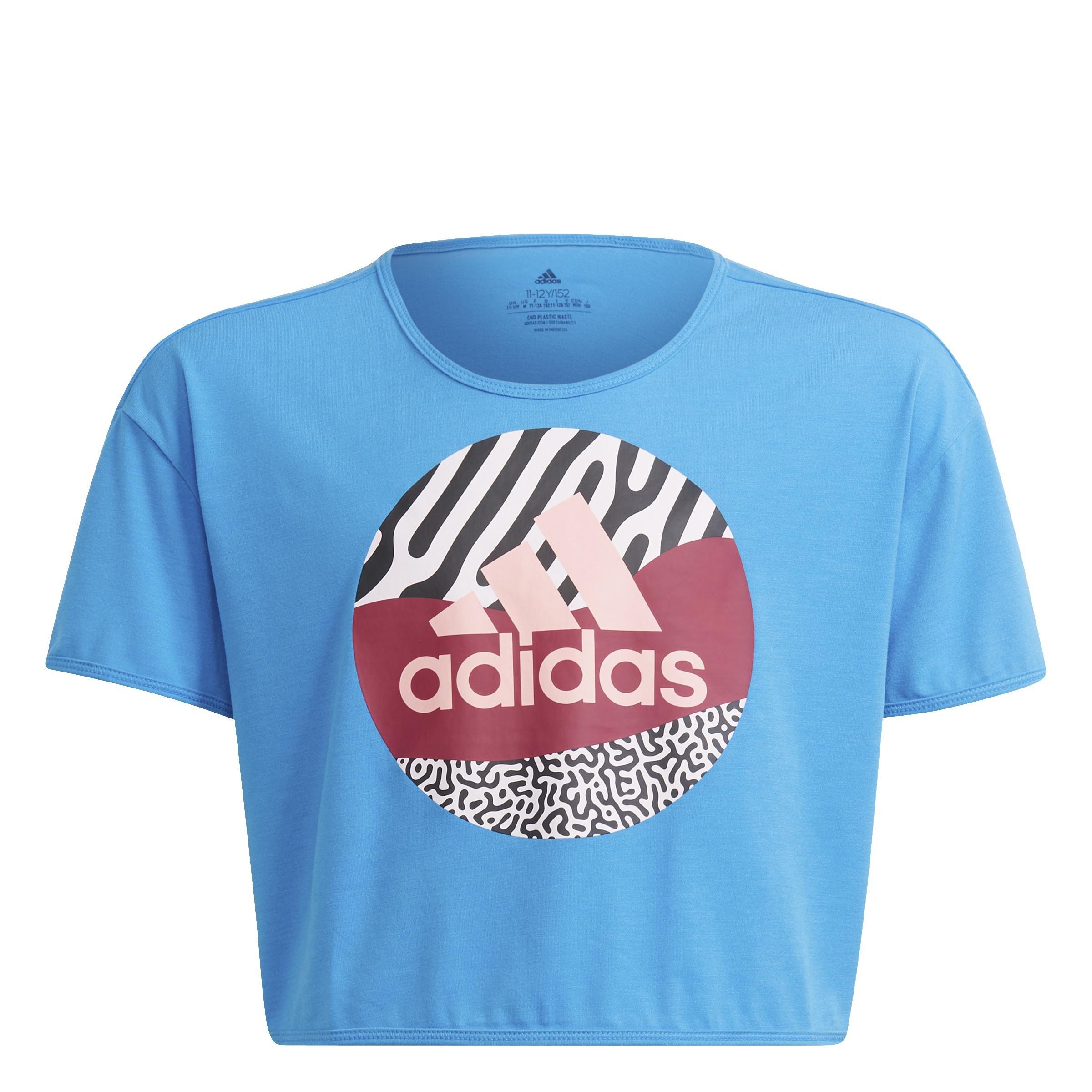 Kids AEROREADY Power Training Cropped Logo T-shirt, Blue, A901_ONE, large image number 0