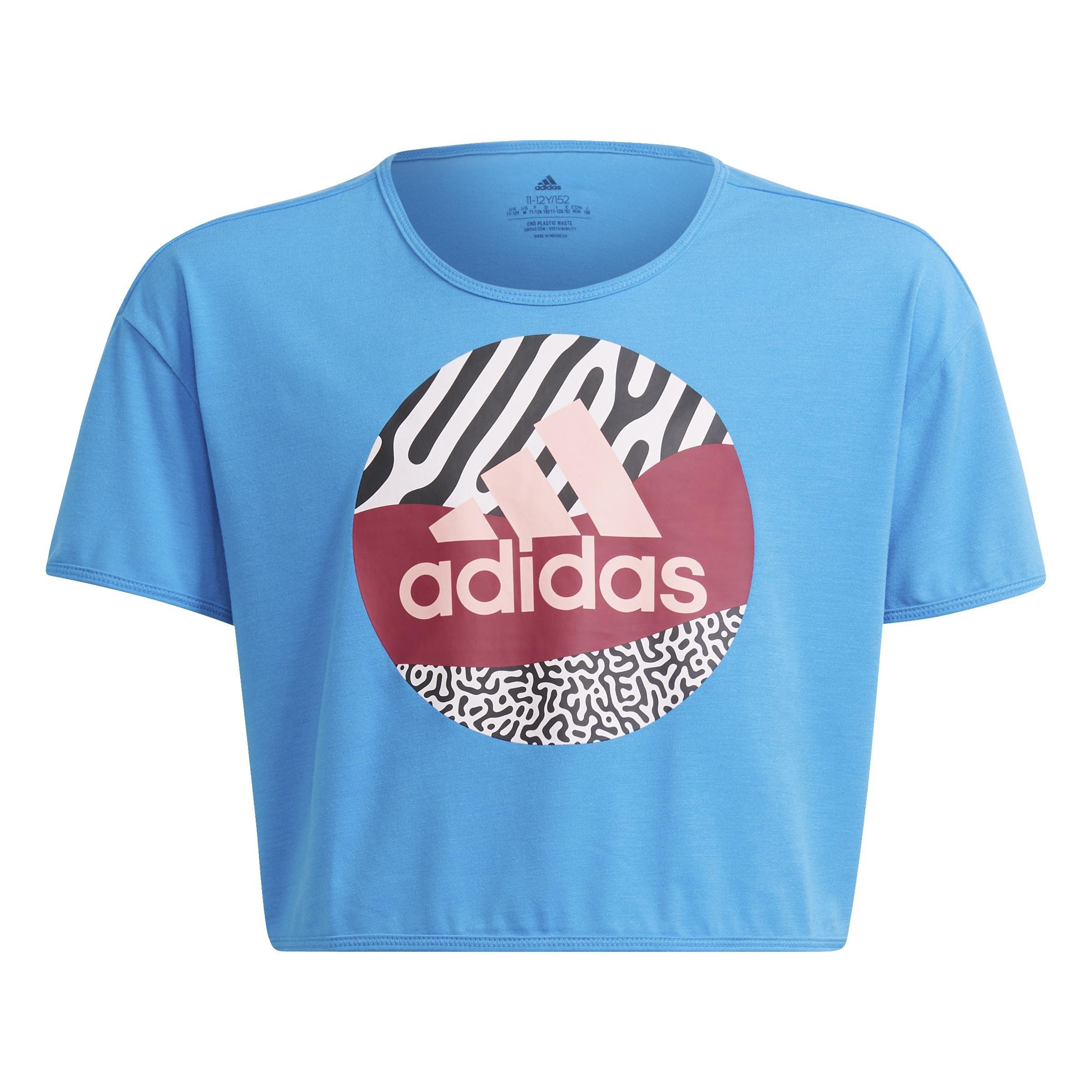 Kids AEROREADY Power Training Cropped Logo T-shirt, Blue, A901_ONE, large image number 1