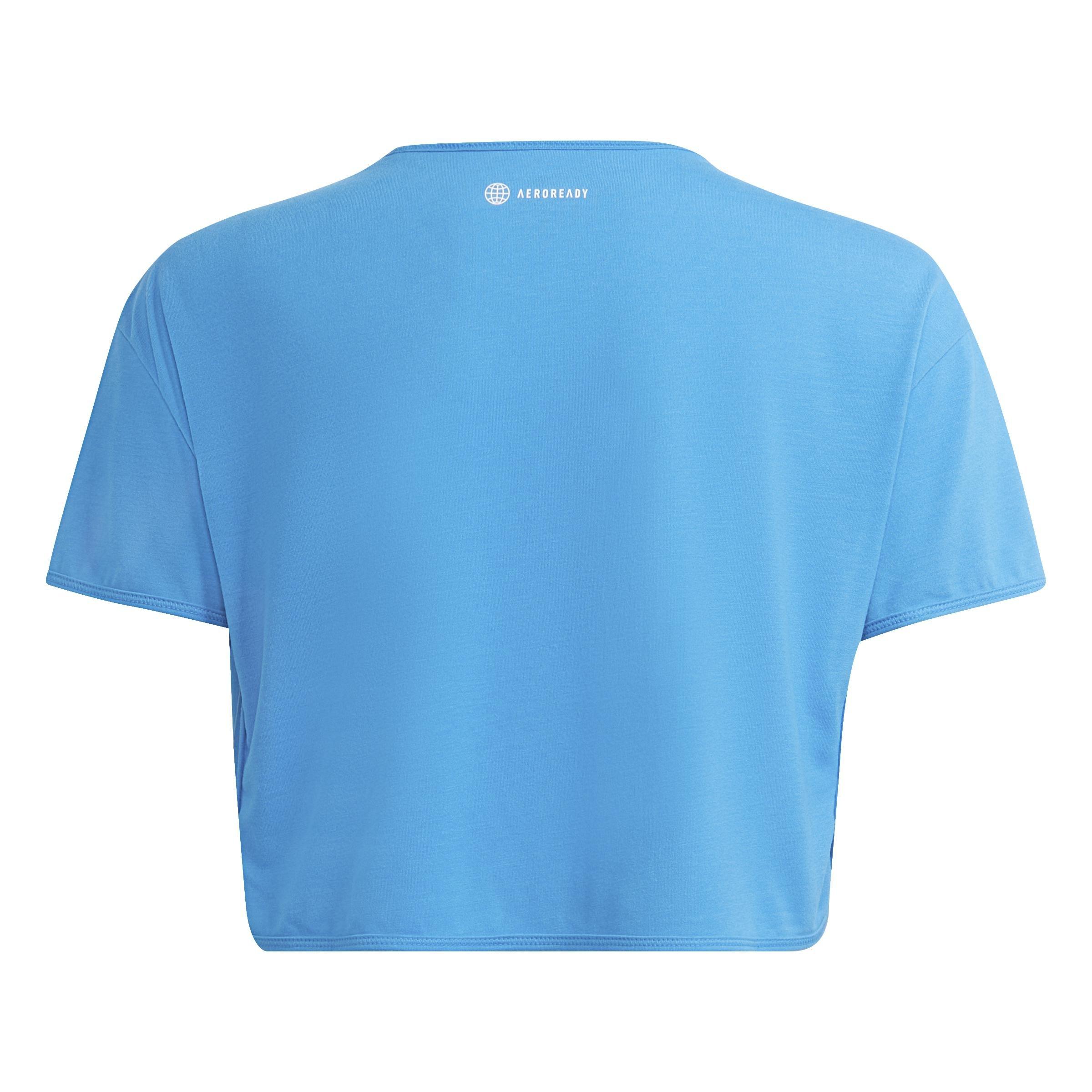 Kids AEROREADY Power Training Cropped Logo T-shirt, Blue, A901_ONE, large image number 2