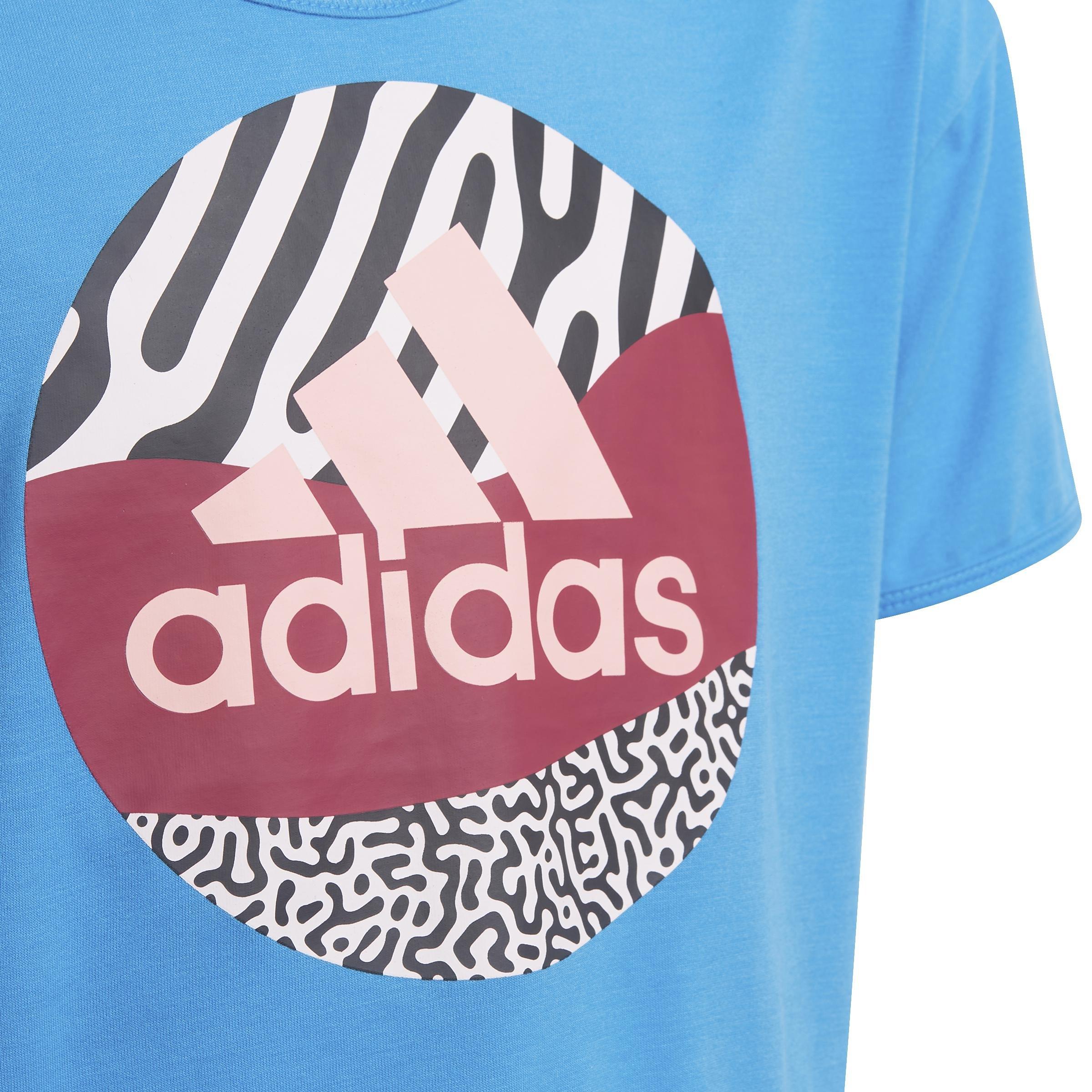 Kids AEROREADY Power Training Cropped Logo T-shirt, Blue, A901_ONE, large image number 4