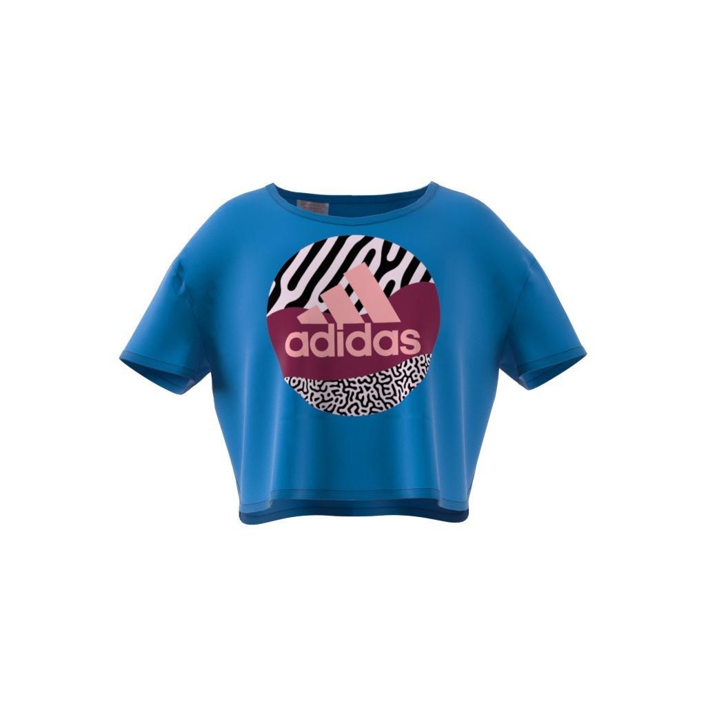 Kids AEROREADY Power Training Cropped Logo T-shirt, Blue, A901_ONE, large image number 6