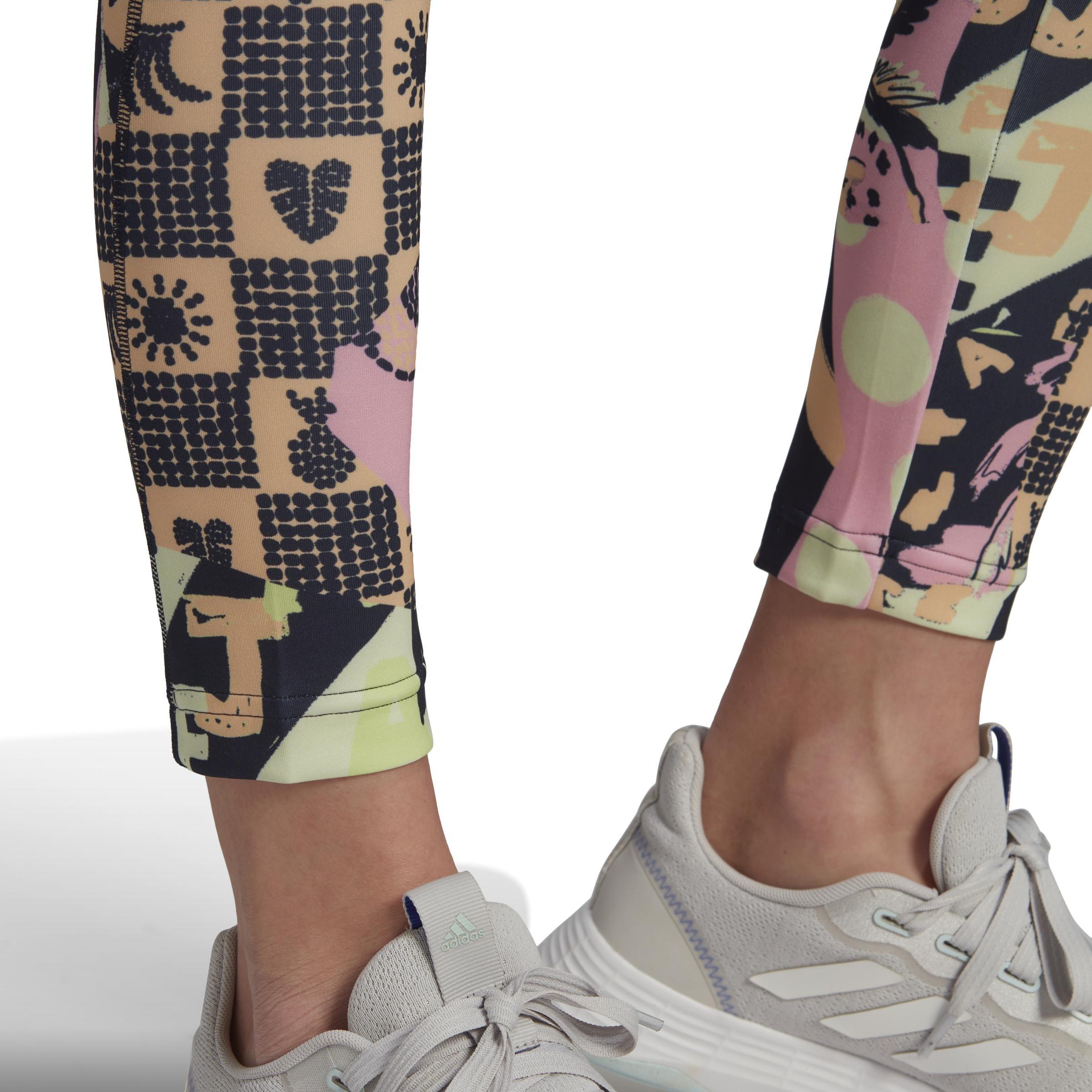Farm Print Feel Brilliant Aeroready High-Waisted 7/8 Tights, Blue, , large image number 5
