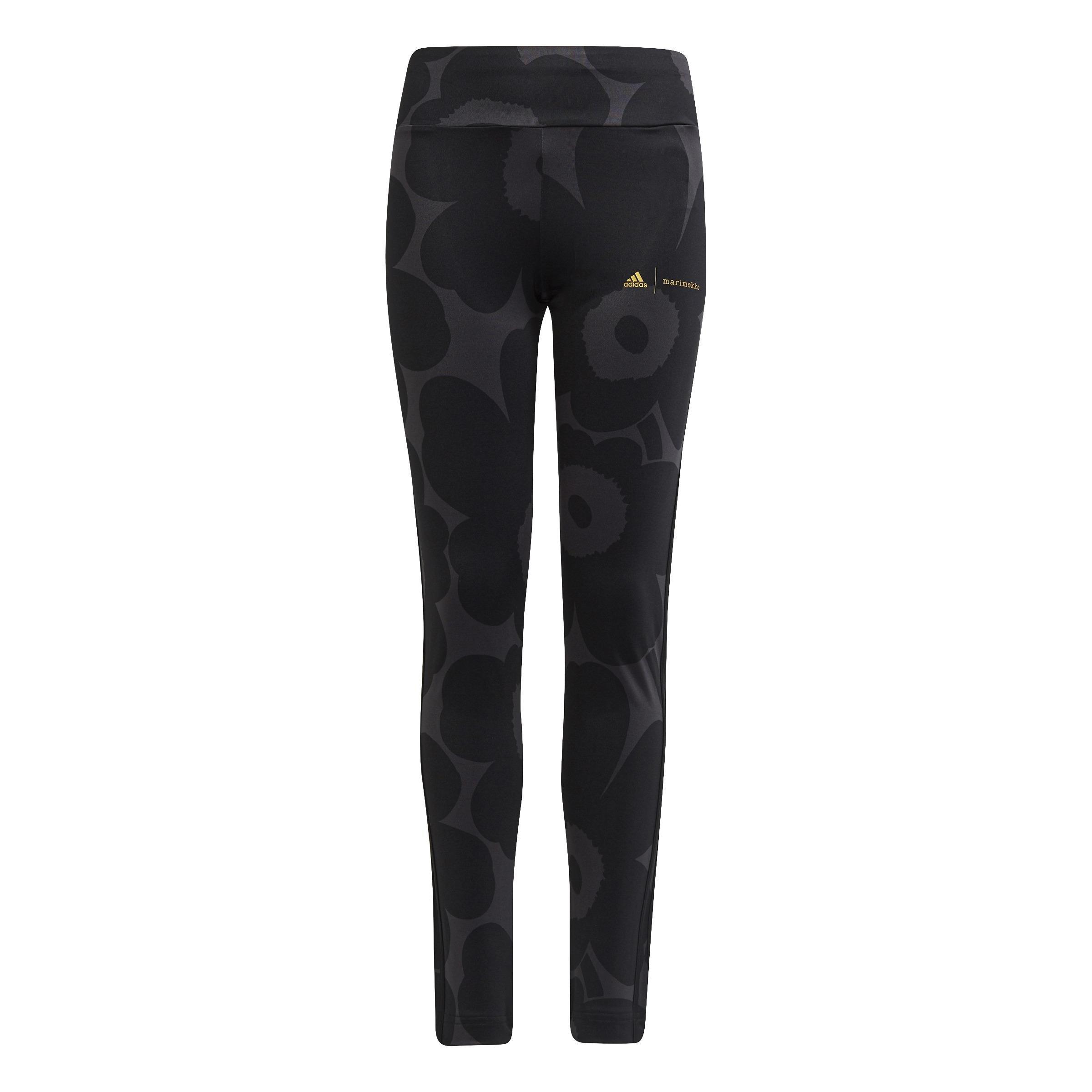 Kids Marimekko Primegreen Aeroready Training 3-Stripes Floral Leggings, Grey, A901_ONE, large image number 3