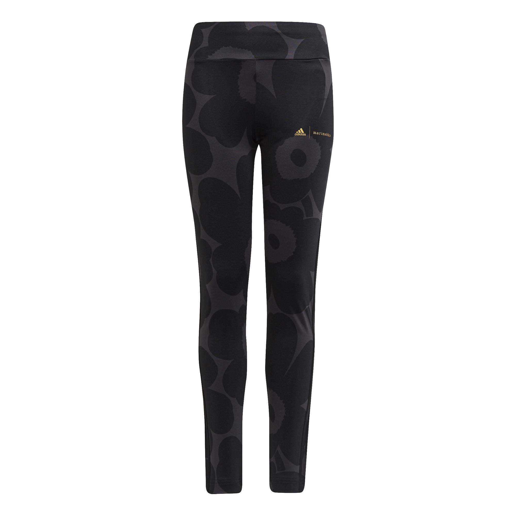 Kids Marimekko Primegreen Aeroready Training 3-Stripes Floral Leggings, Grey, A901_ONE, large image number 4