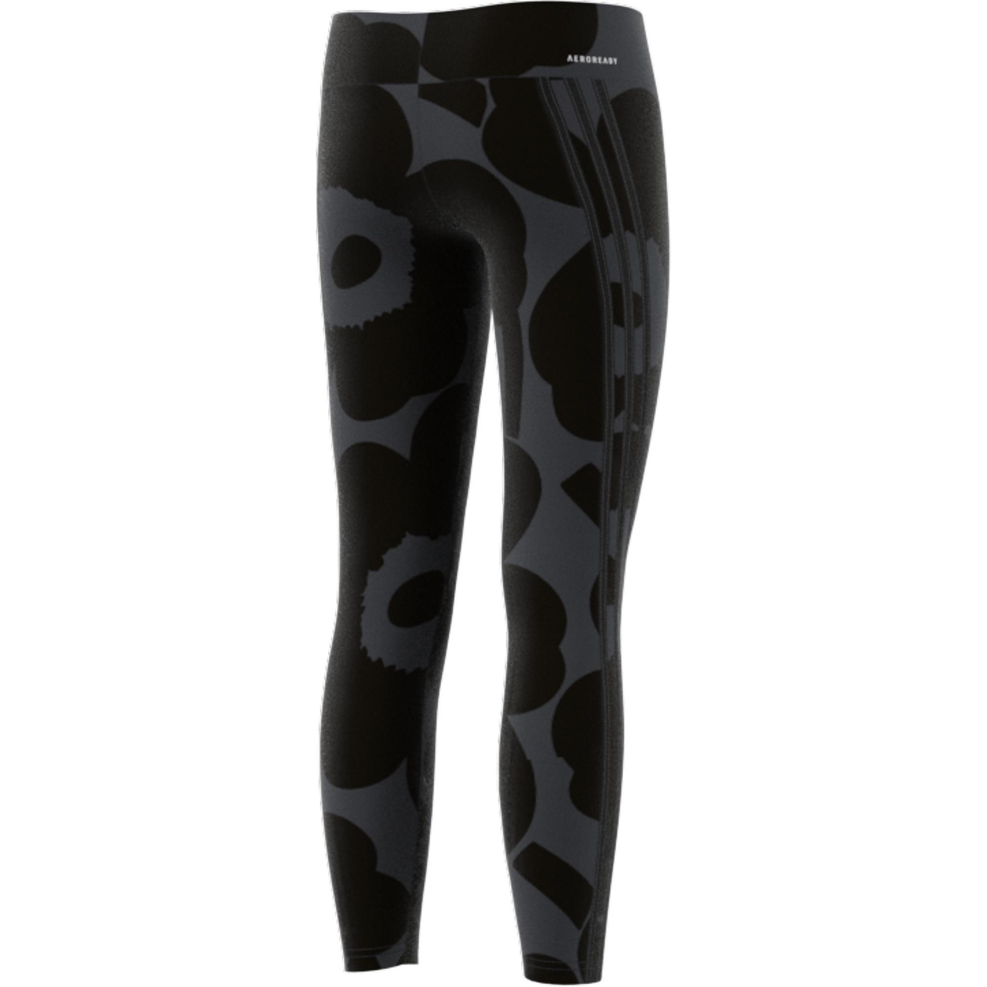 Kids Marimekko Primegreen Aeroready Training 3-Stripes Floral Leggings, Grey, A901_ONE, large image number 6