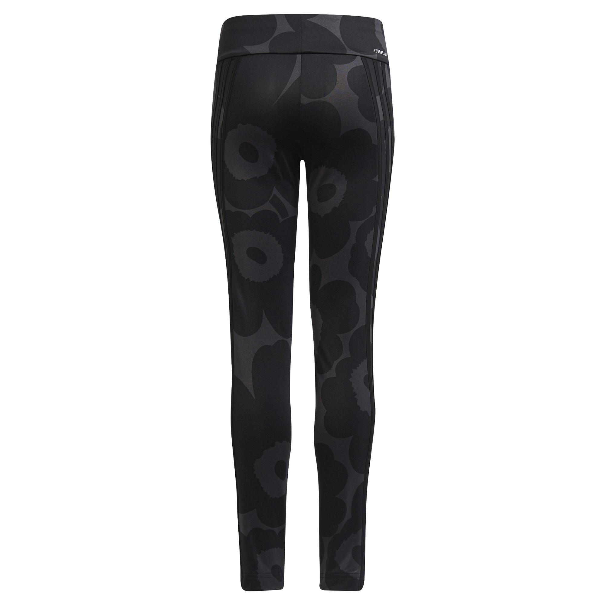 Kids Marimekko Primegreen Aeroready Training 3-Stripes Floral Leggings, Grey, A901_ONE, large image number 7