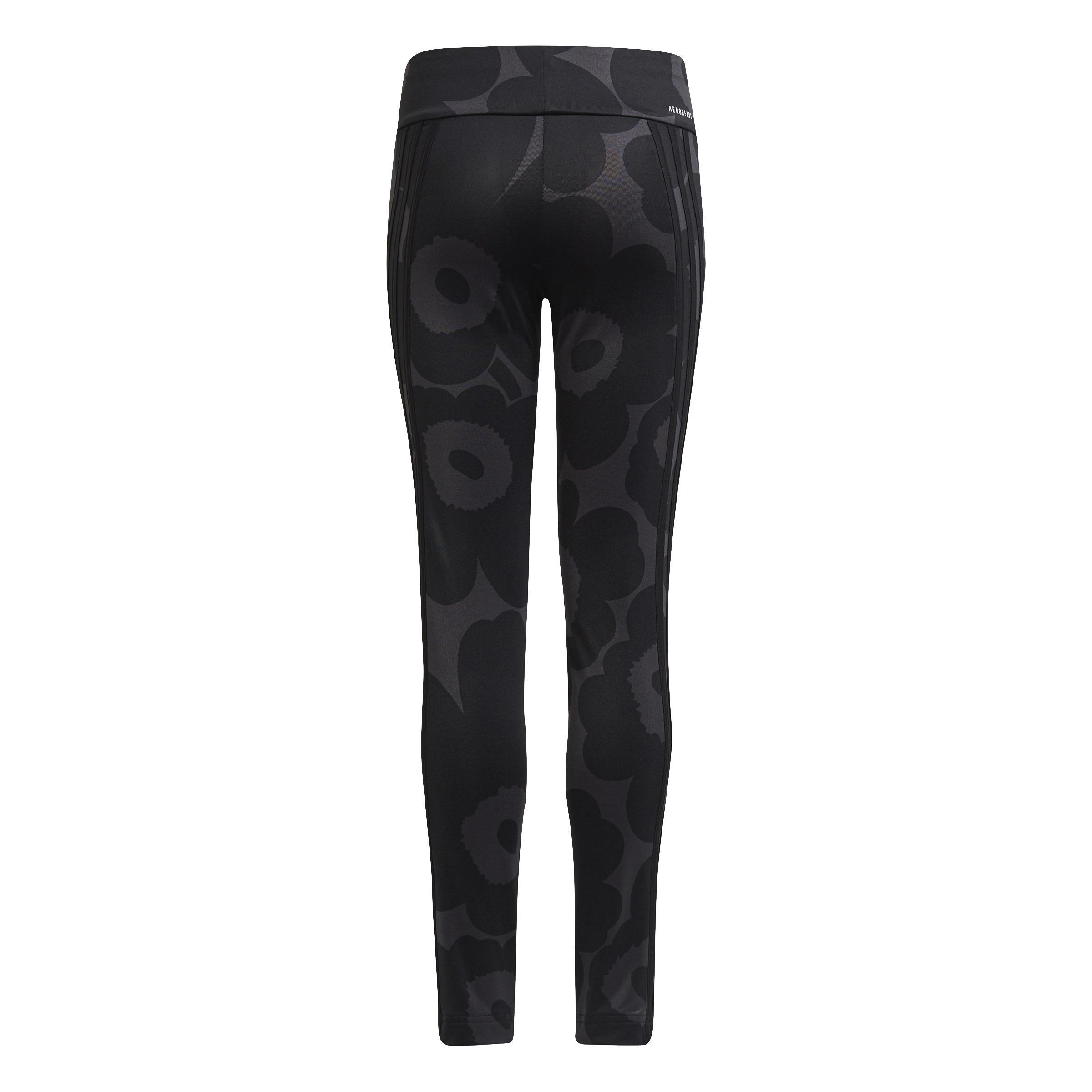 Kids Marimekko Primegreen Aeroready Training 3-Stripes Floral Leggings, Grey, A901_ONE, large image number 8