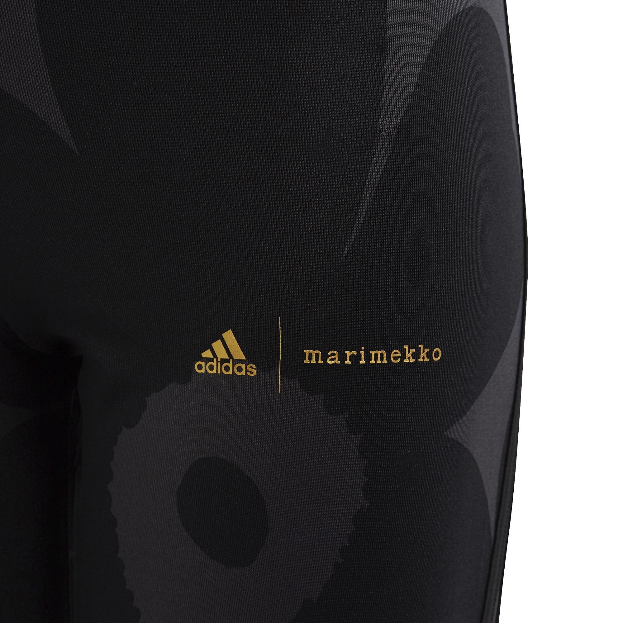 Kids Marimekko Primegreen Aeroready Training 3-Stripes Floral Leggings, Grey, A901_ONE, large image number 10