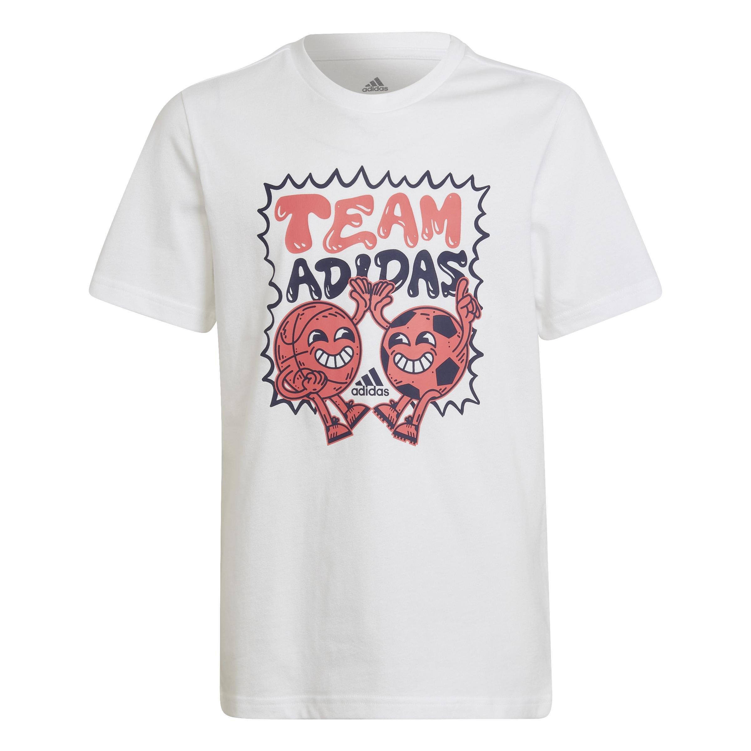 Kids Team adidas Graphic T-Shirt, White, A901_ONE, large image number 0