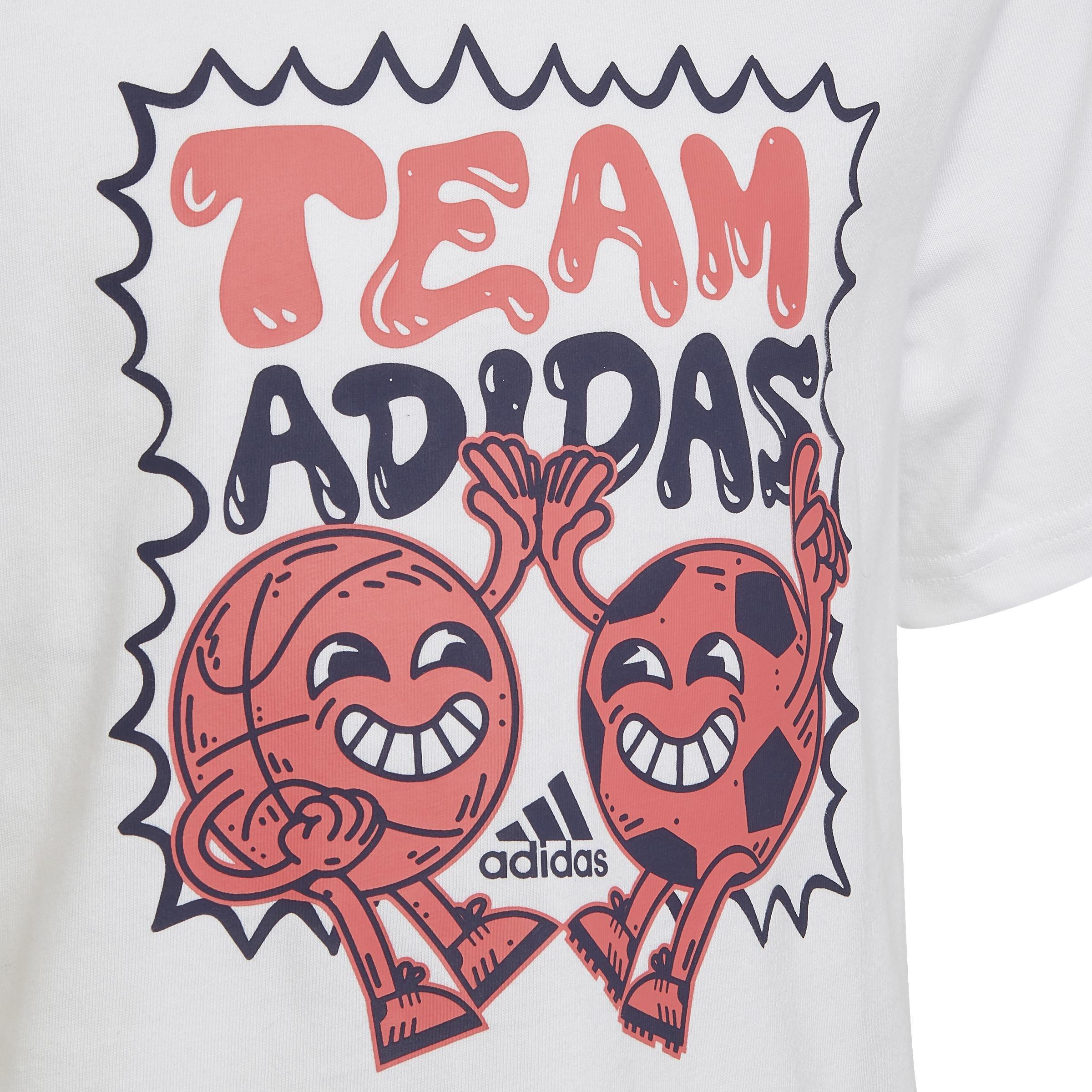 Kids Team adidas Graphic T-Shirt, White, A901_ONE, large image number 3