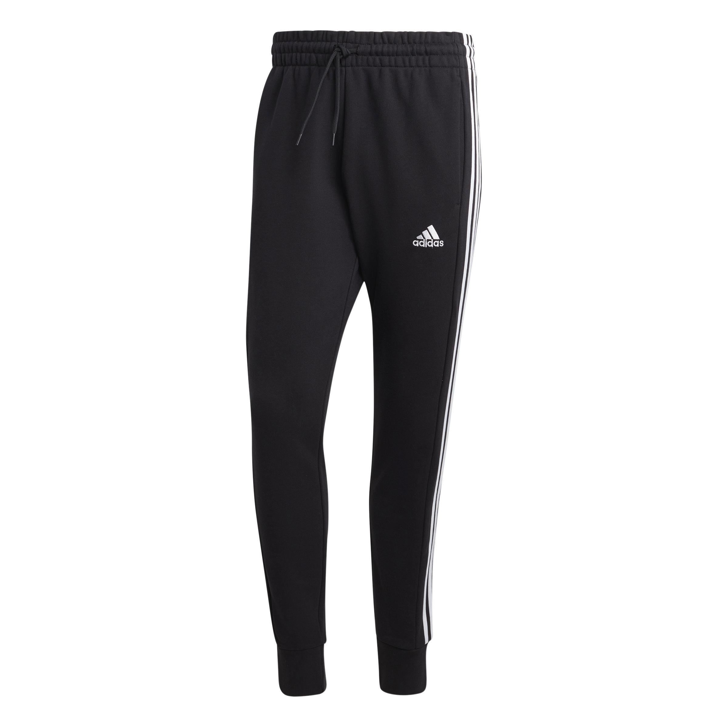Essentials French Terry Tapered Cuff 3-Stripes Joggers, Black, A901_ONE, large image number 0