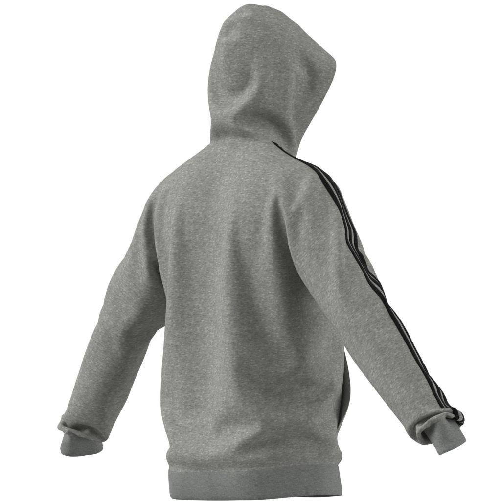 Essentials Fleece 3-Stripes Full-Zip Hoodie, Grey, , large image number 6
