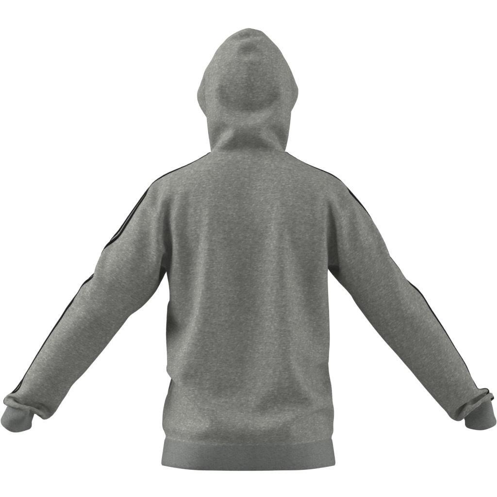Essentials Fleece 3-Stripes Full-Zip Hoodie, Grey, A901_ONE, large image number 7