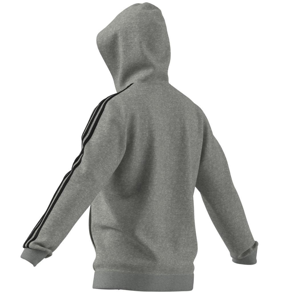 Essentials Fleece 3-Stripes Full-Zip Hoodie, Grey, A901_ONE, large image number 8