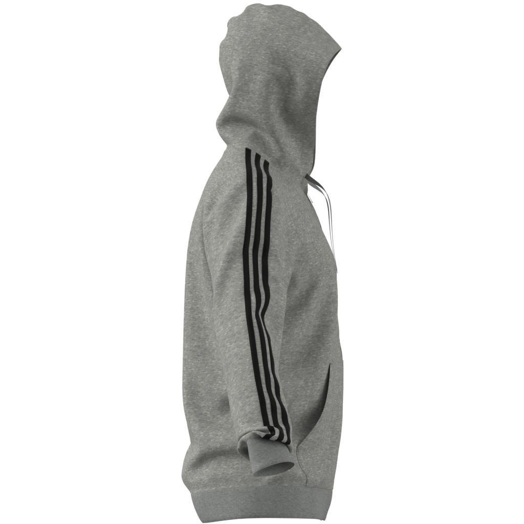 Essentials Fleece 3-Stripes Full-Zip Hoodie, Grey, , large image number 9