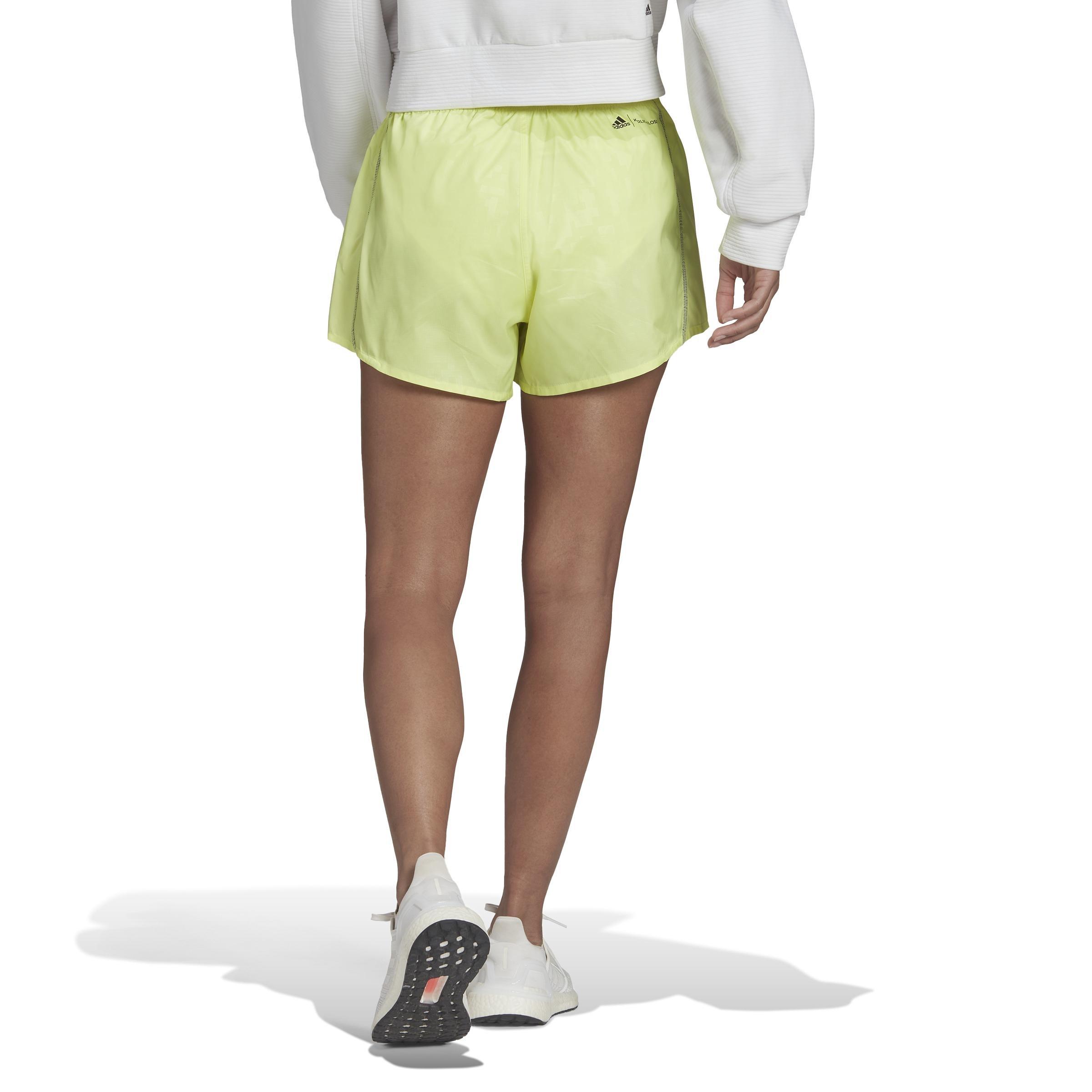 Women Karlie Kloss X Running Graphic Shorts, Yellow, A901_ONE, large image number 1