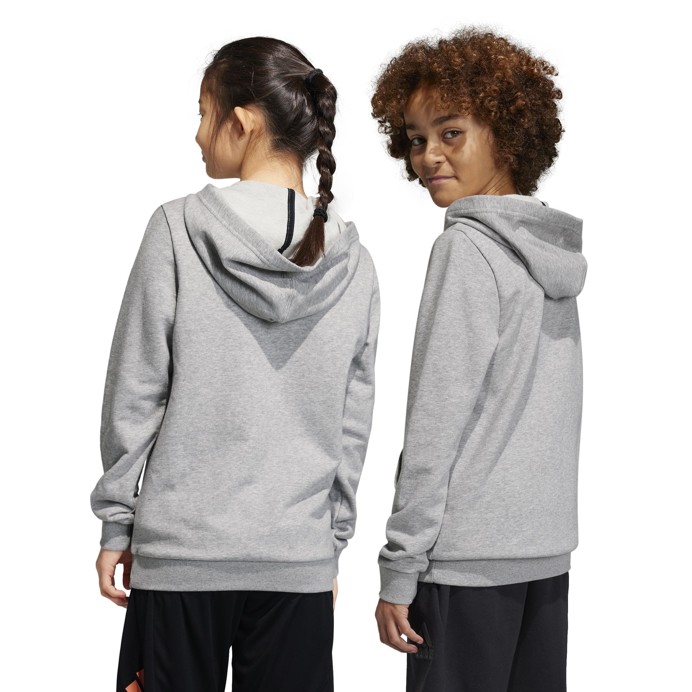 Unisex Kids Essentials Two-Colored Big Logo Cotton Hoodie, Grey, A901_ONE, large image number 3