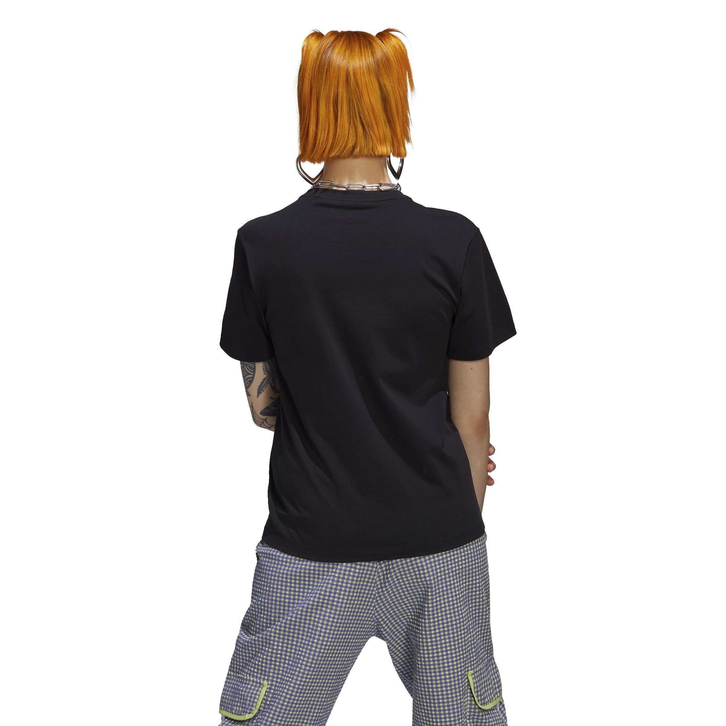 T-Shirt With Trefoil Application, Black, A901_ONE, large image number 2