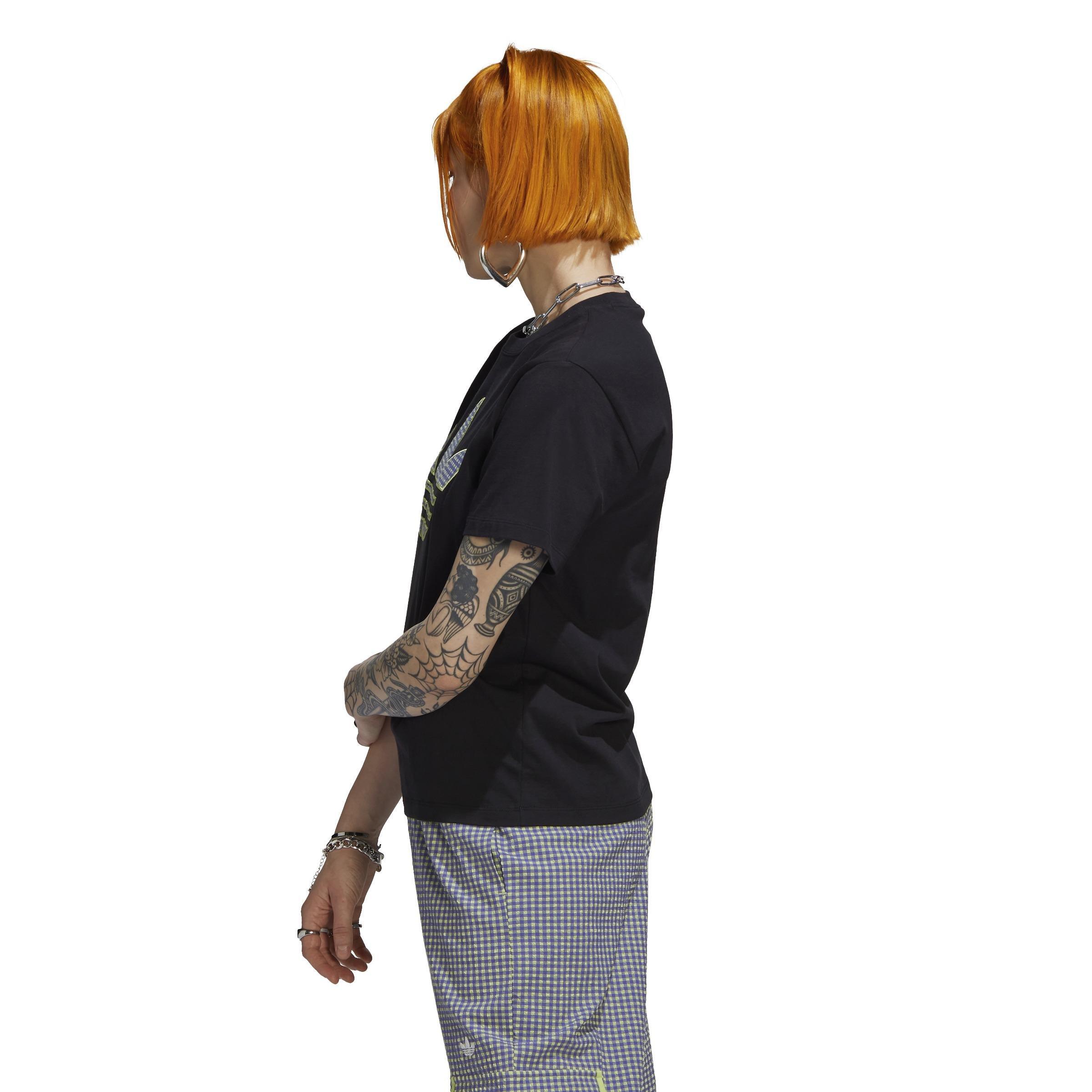 T-Shirt With Trefoil Application, Black, A901_ONE, large image number 3