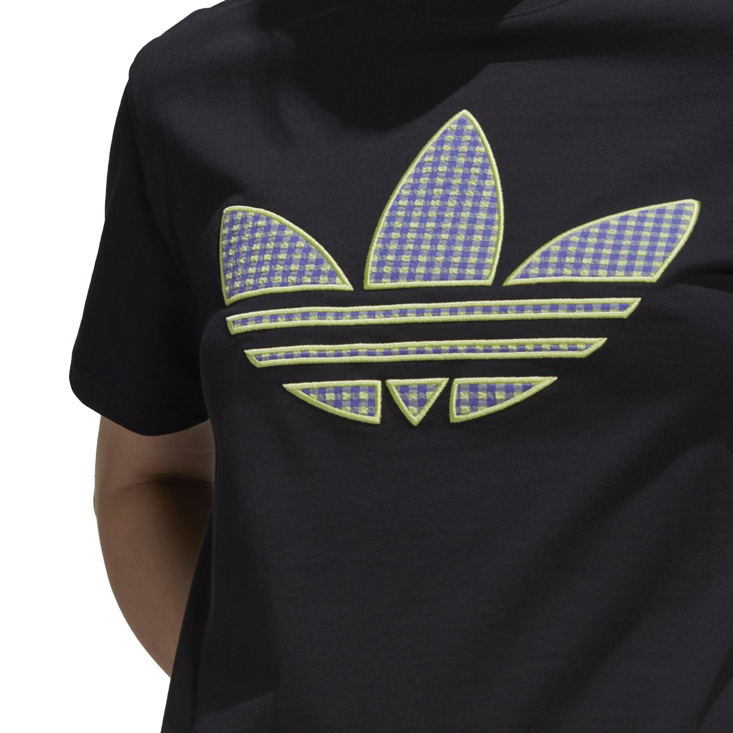 T-Shirt With Trefoil Application, Black, A901_ONE, large image number 5