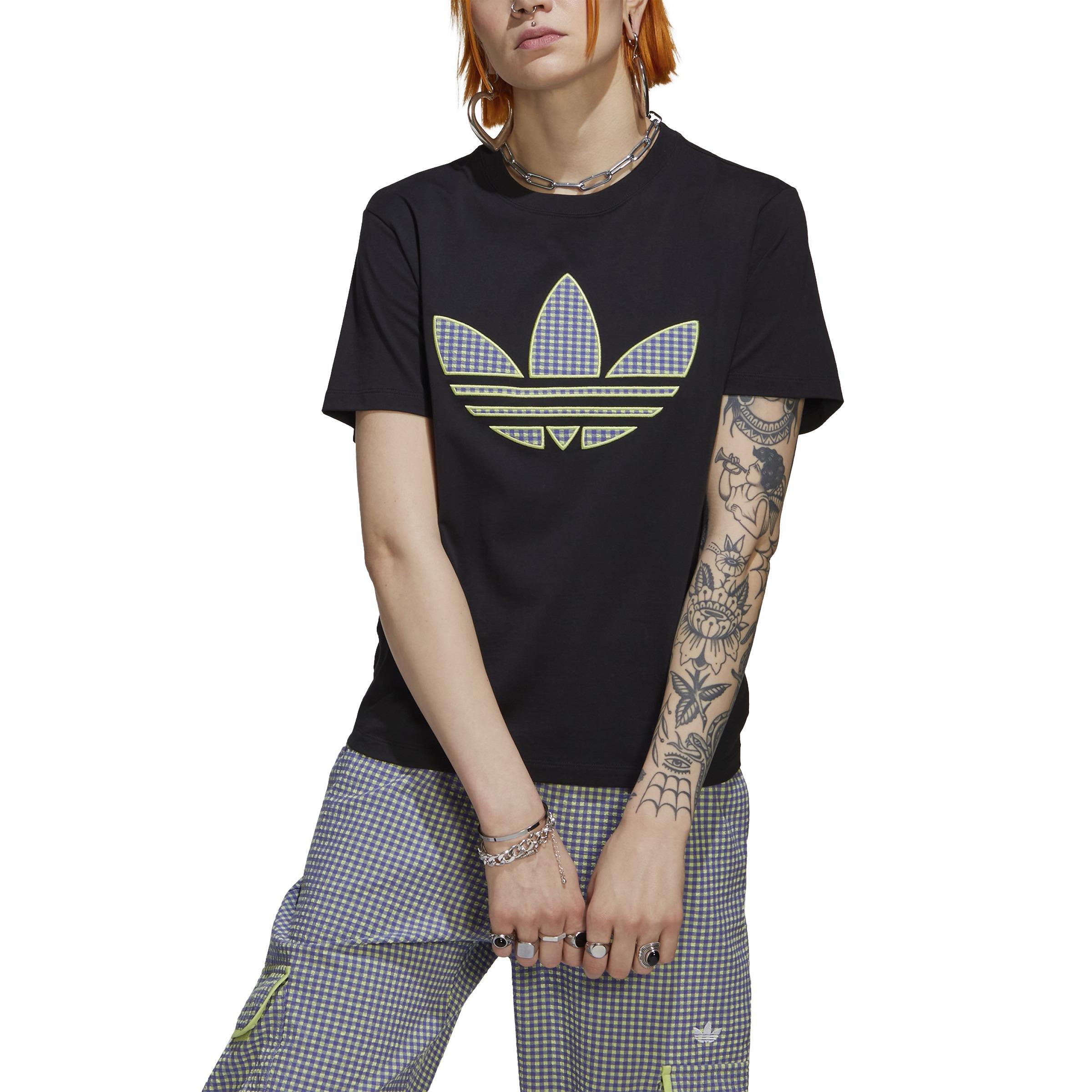 T-Shirt With Trefoil Application, Black, A901_ONE, large image number 10