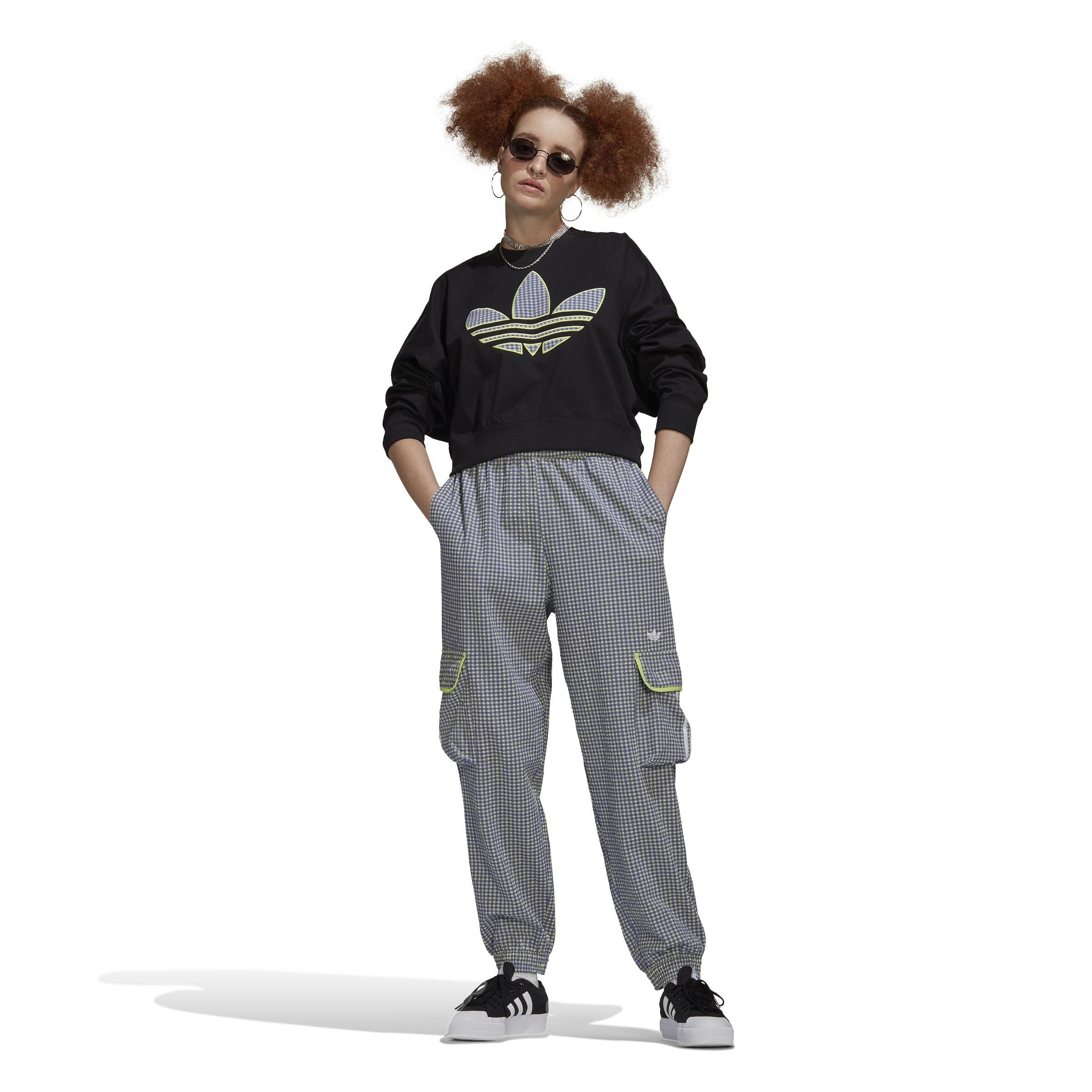 Loose Sweatshirt With Trefoil Application, Black, A901_ONE, large image number 0