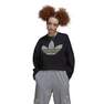 Women Loose Sweatshirt With Trefoil Application, Black, A901_ONE, thumbnail image number 1