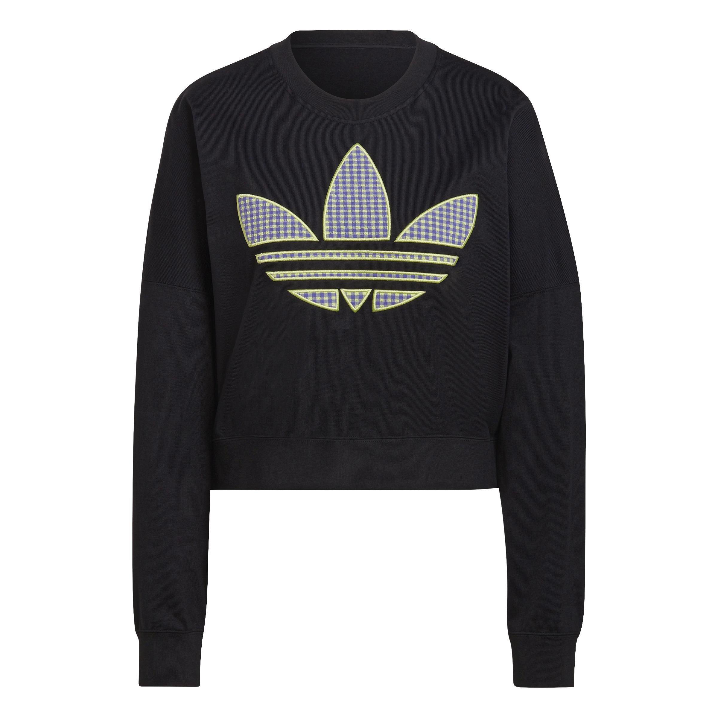 Loose Sweatshirt With Trefoil Application, Black, A901_ONE, large image number 2