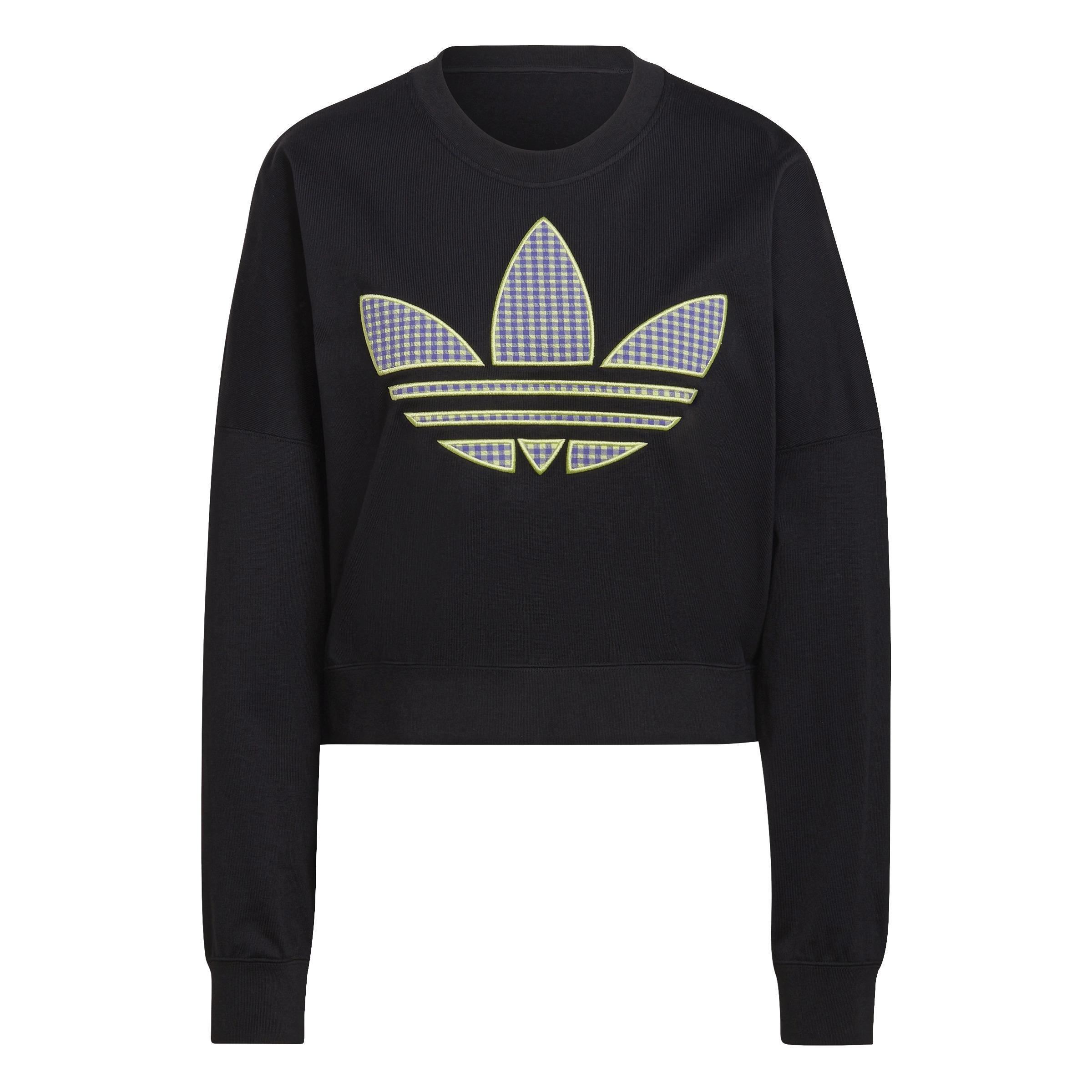 Loose Sweatshirt With Trefoil Application, Black, A901_ONE, large image number 4