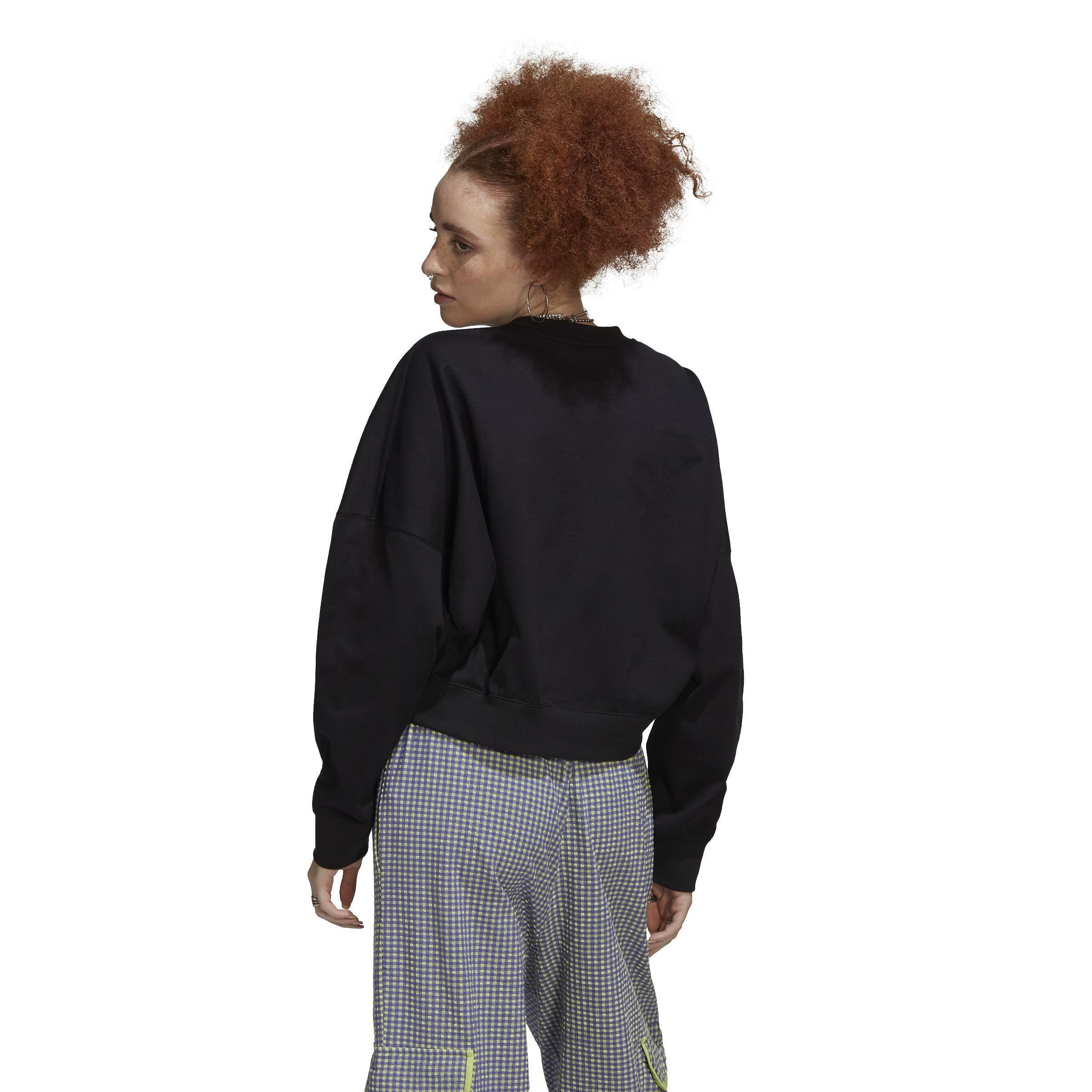 Loose Sweatshirt With Trefoil Application, Black, A901_ONE, large image number 5