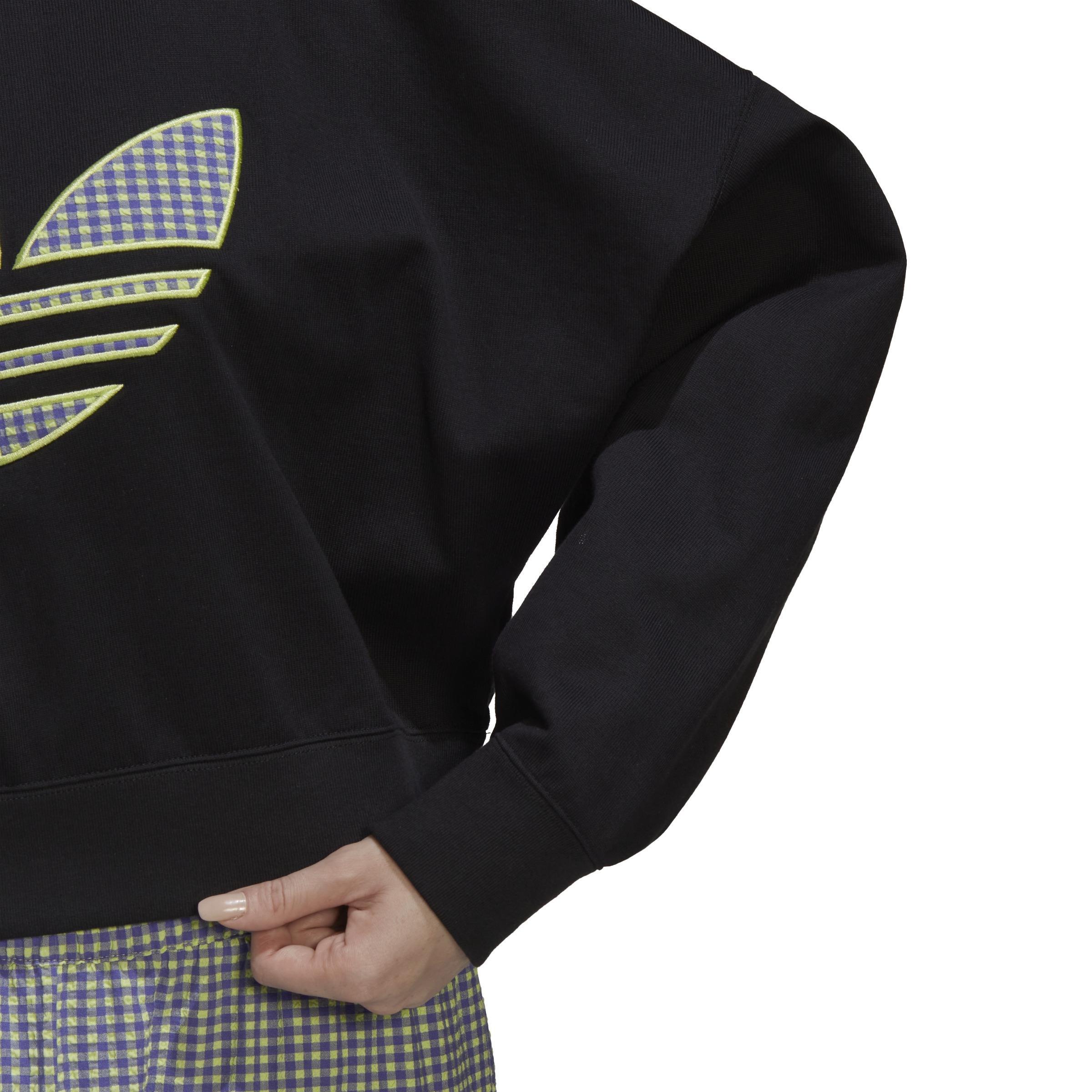 Loose Sweatshirt With Trefoil Application, Black, A901_ONE, large image number 6